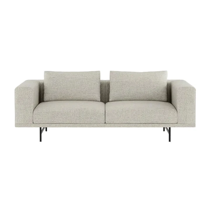 Sofa 2-osobowa LOFT jasnoszary boucle z czarną podstawą