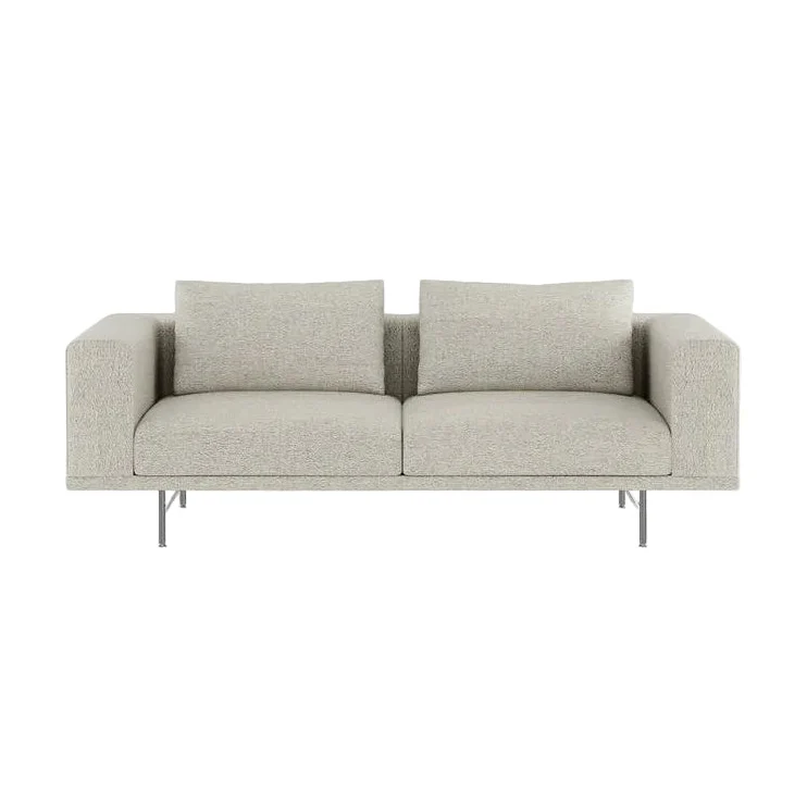 Sofa 2-osobowa LOFT jasnoszary boucle ze stalową podstawą