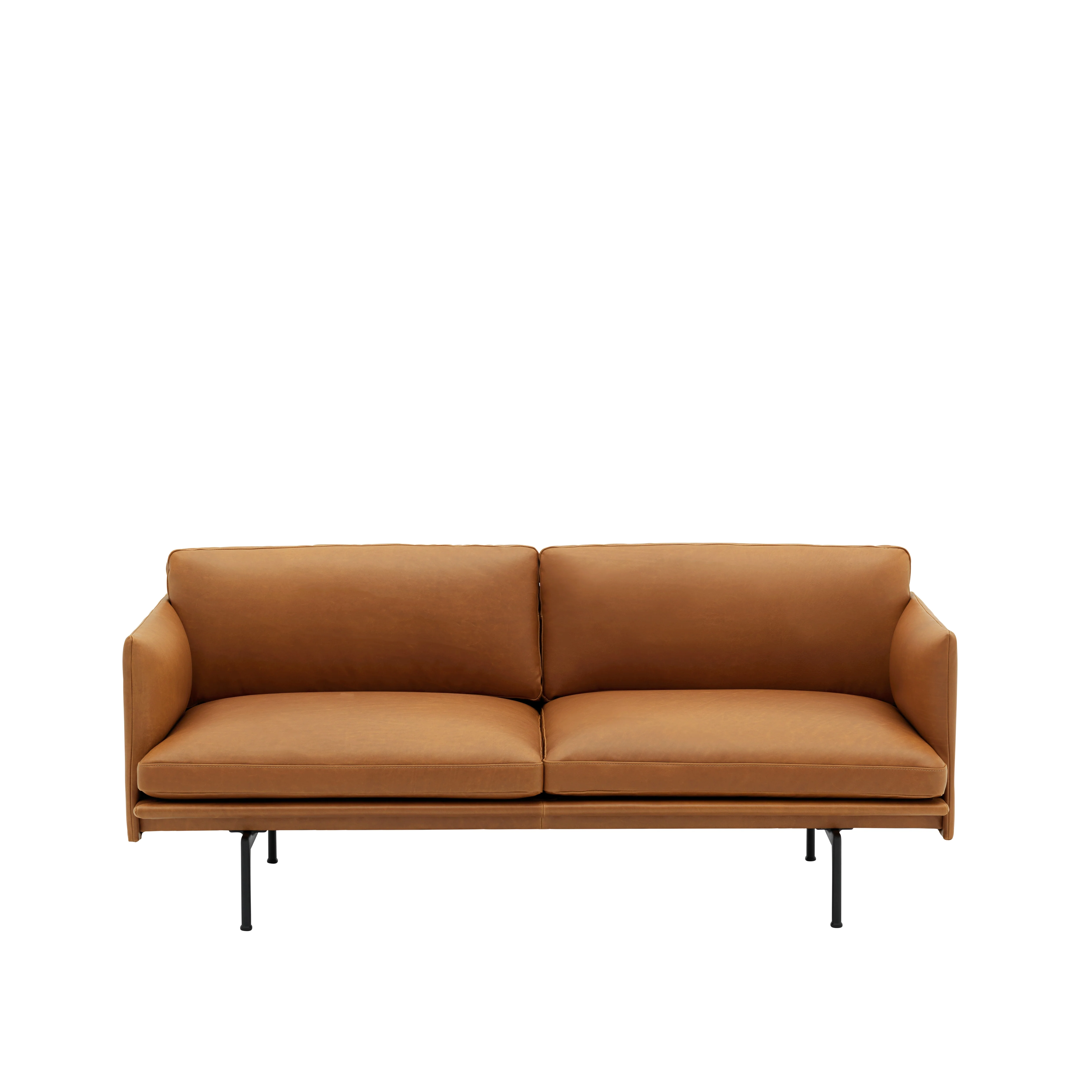 Sofa 2-osobowa OUTLINE koniakowa skóra z czarną podstawą - Image 3