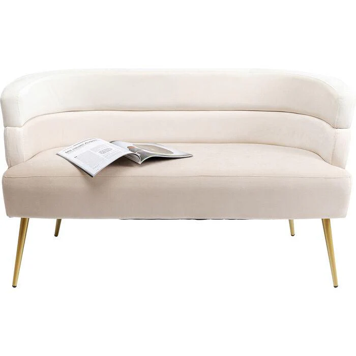 Sofa 2-osobowa SANDWICH kremowy ze złotą podstawą - Image 4