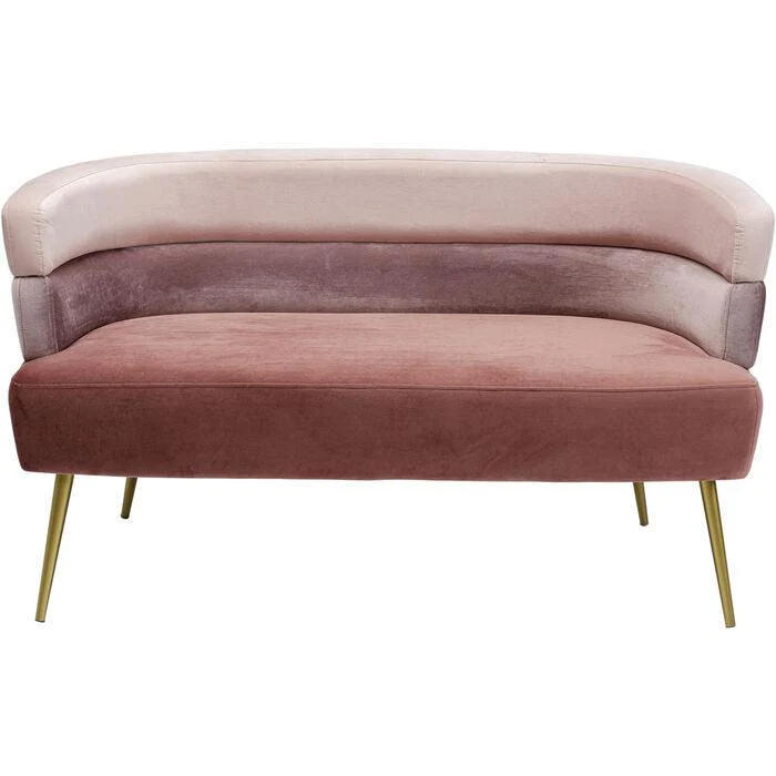 Sofa 2-osobowa SANDWICH różowy ze złotą podstawą - Image 3