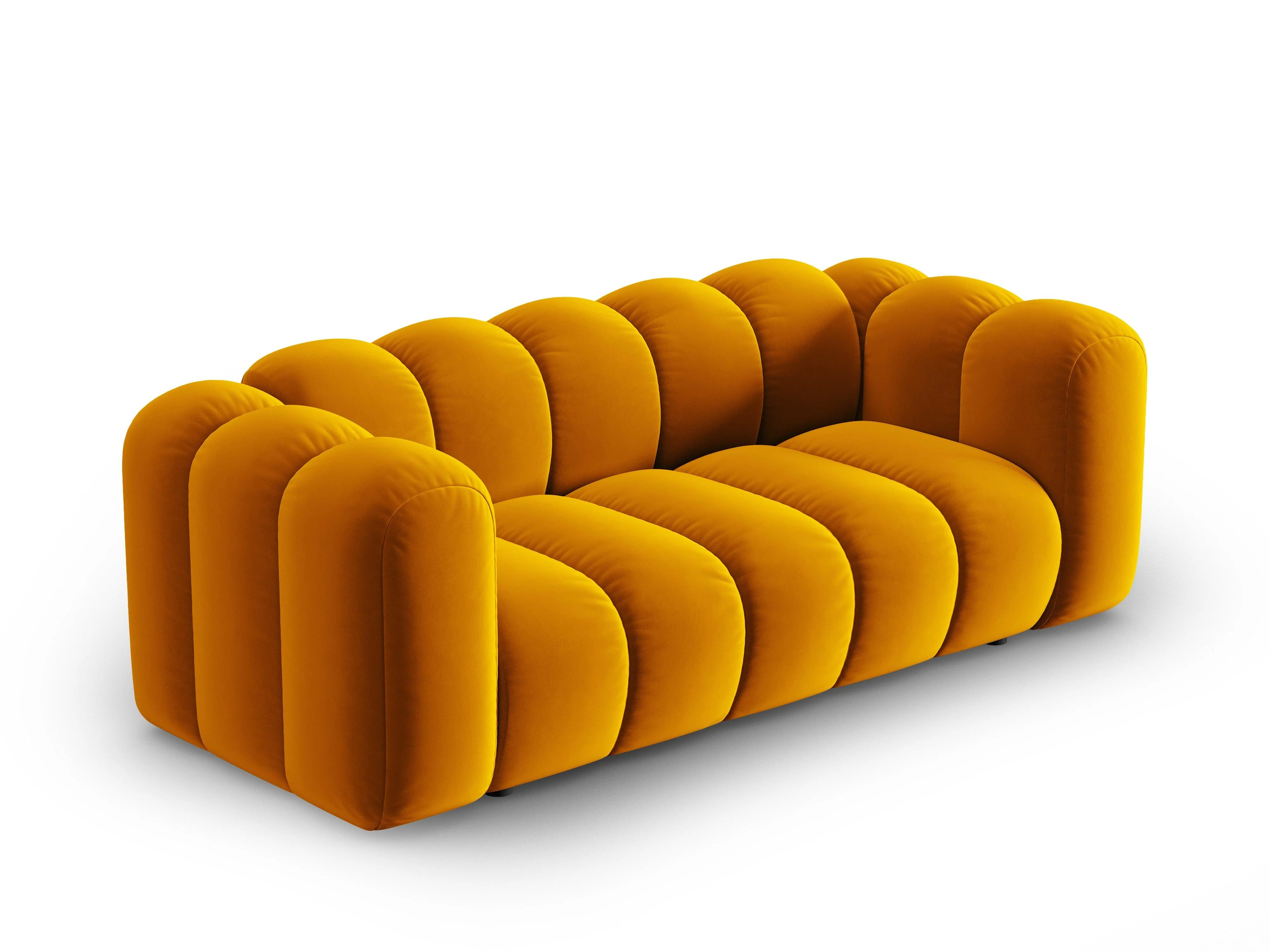 Sofa aksamitna 2-osobowa LUPINE musztardowy
