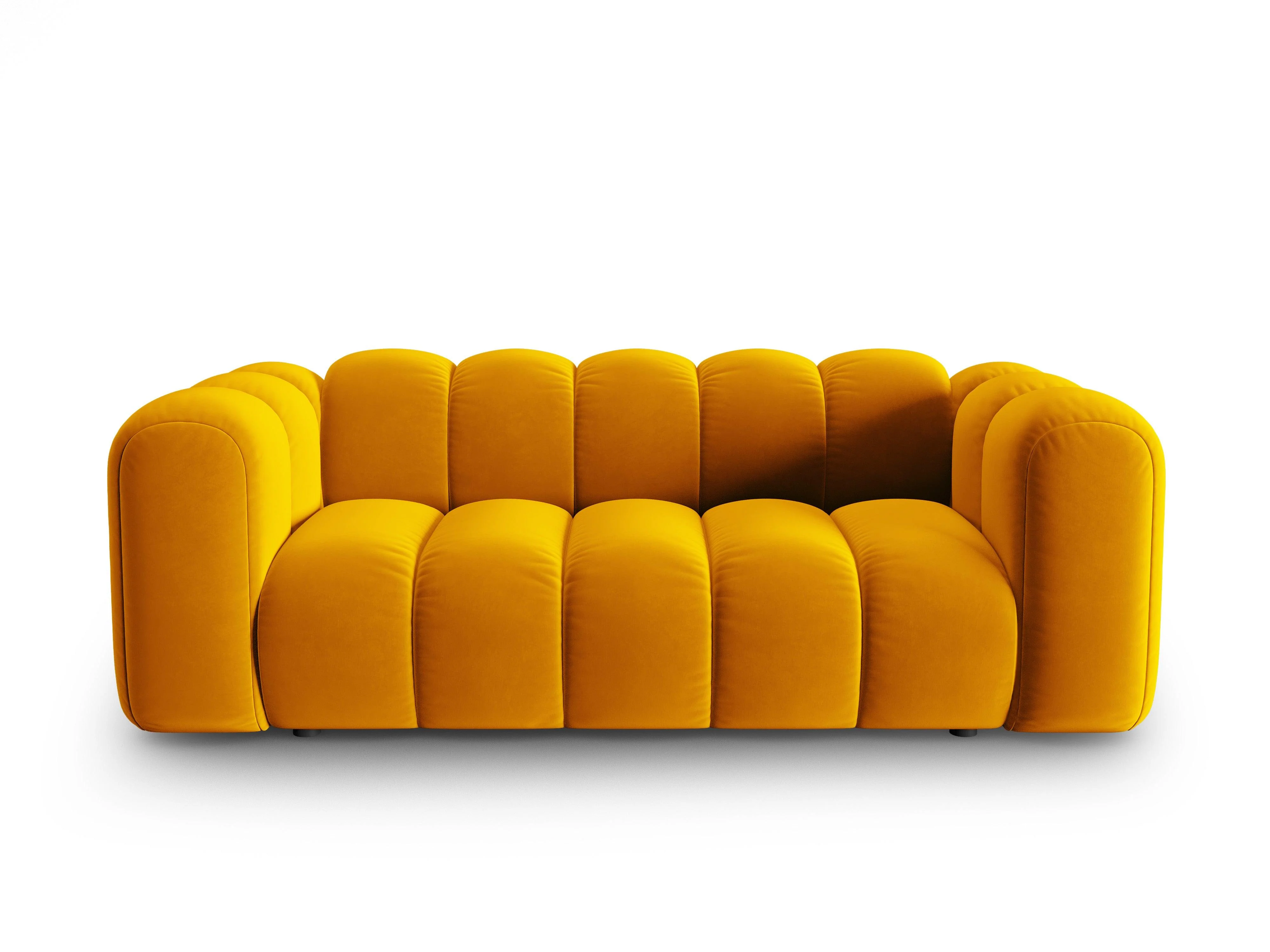 Sofa aksamitna 2-osobowa LUPINE musztardowy - Image 3