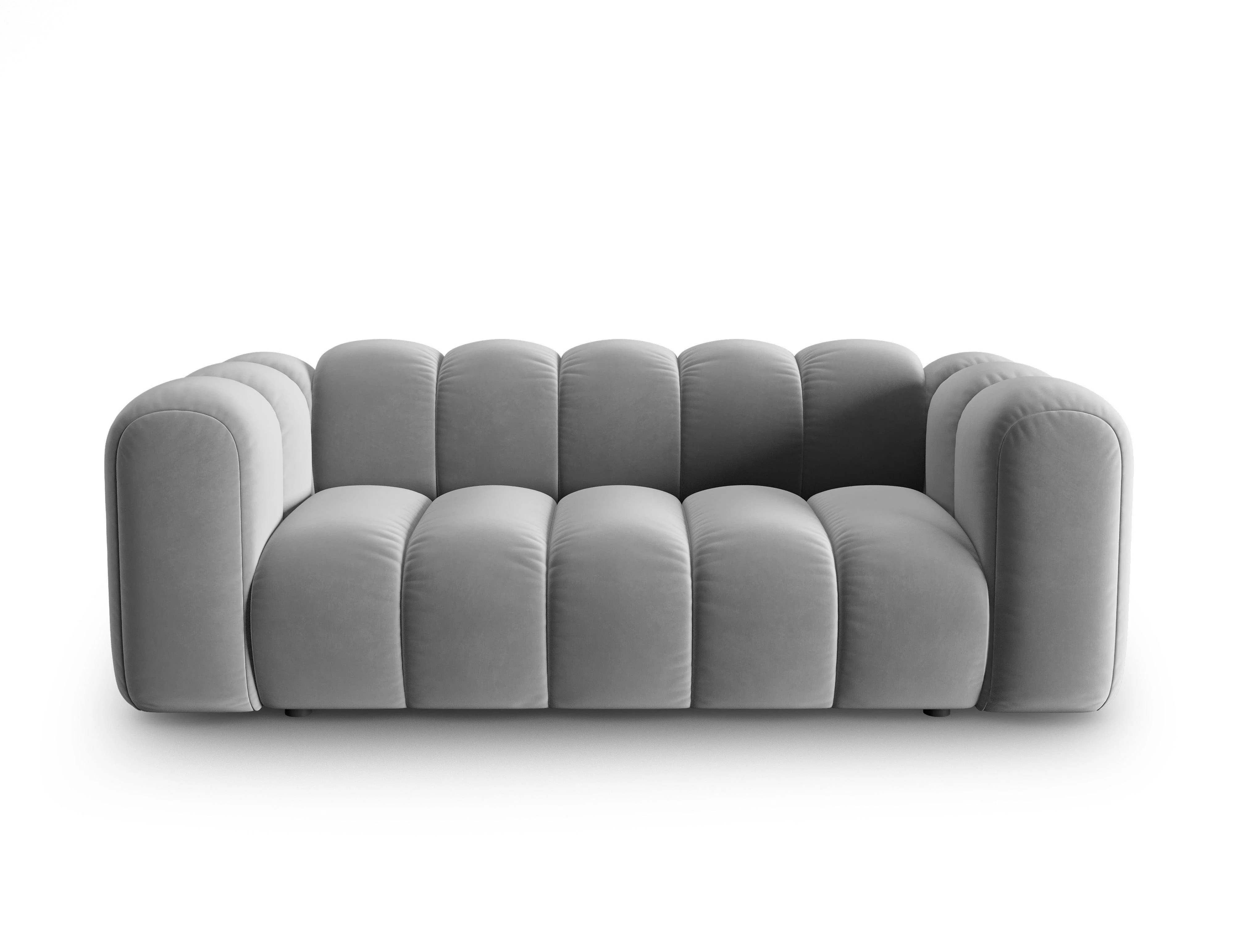 Sofa aksamitna 2-osobowa LUPINE szary - Image 3
