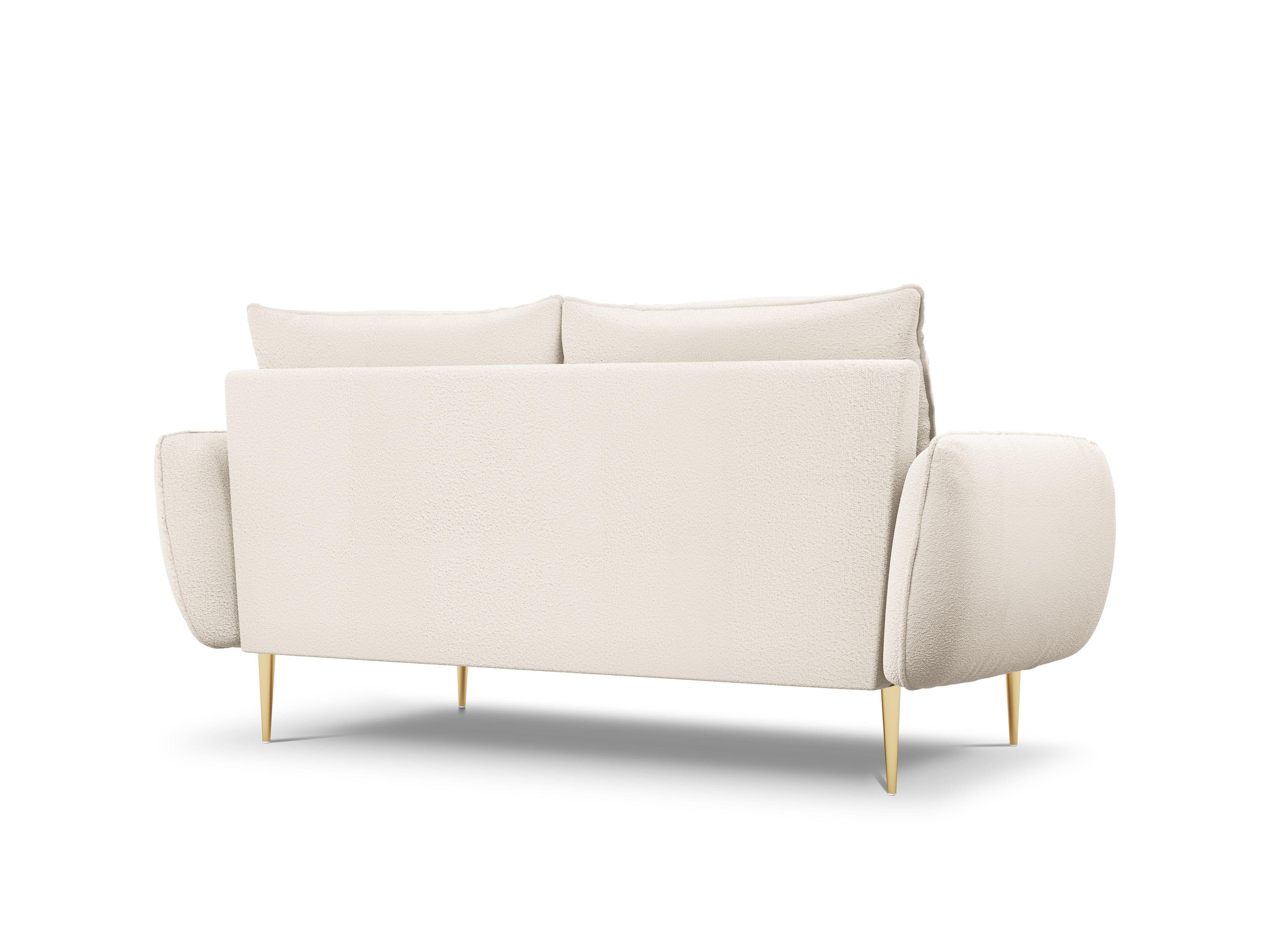 Sofa 2-osobowa VIENNA beżowy boucle ze złotą podstawą - Image 4