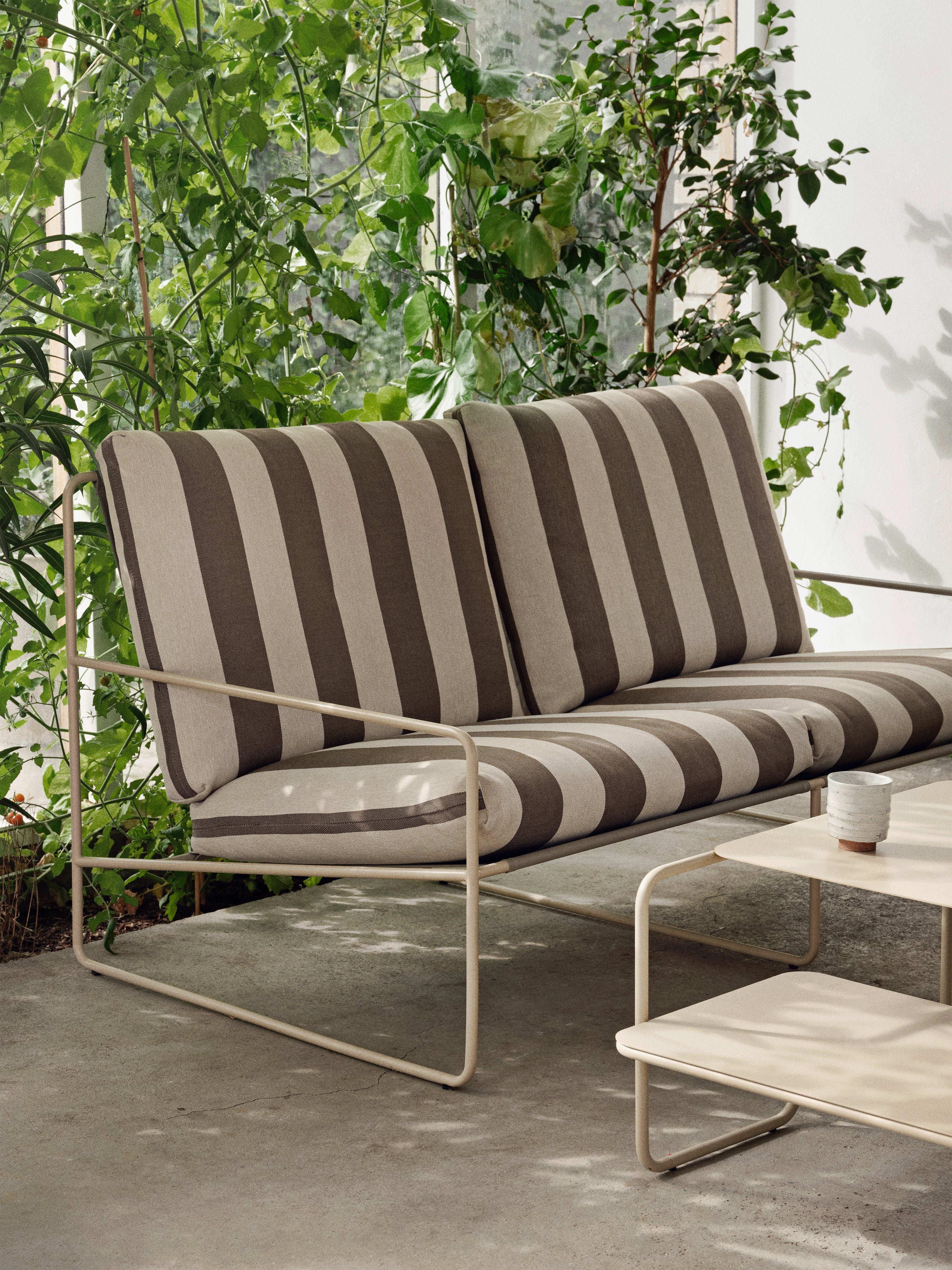 Sofa 2-osobowa zewnętrzna DESERT kremowo-brązowy z beżową podstawą - Image 4