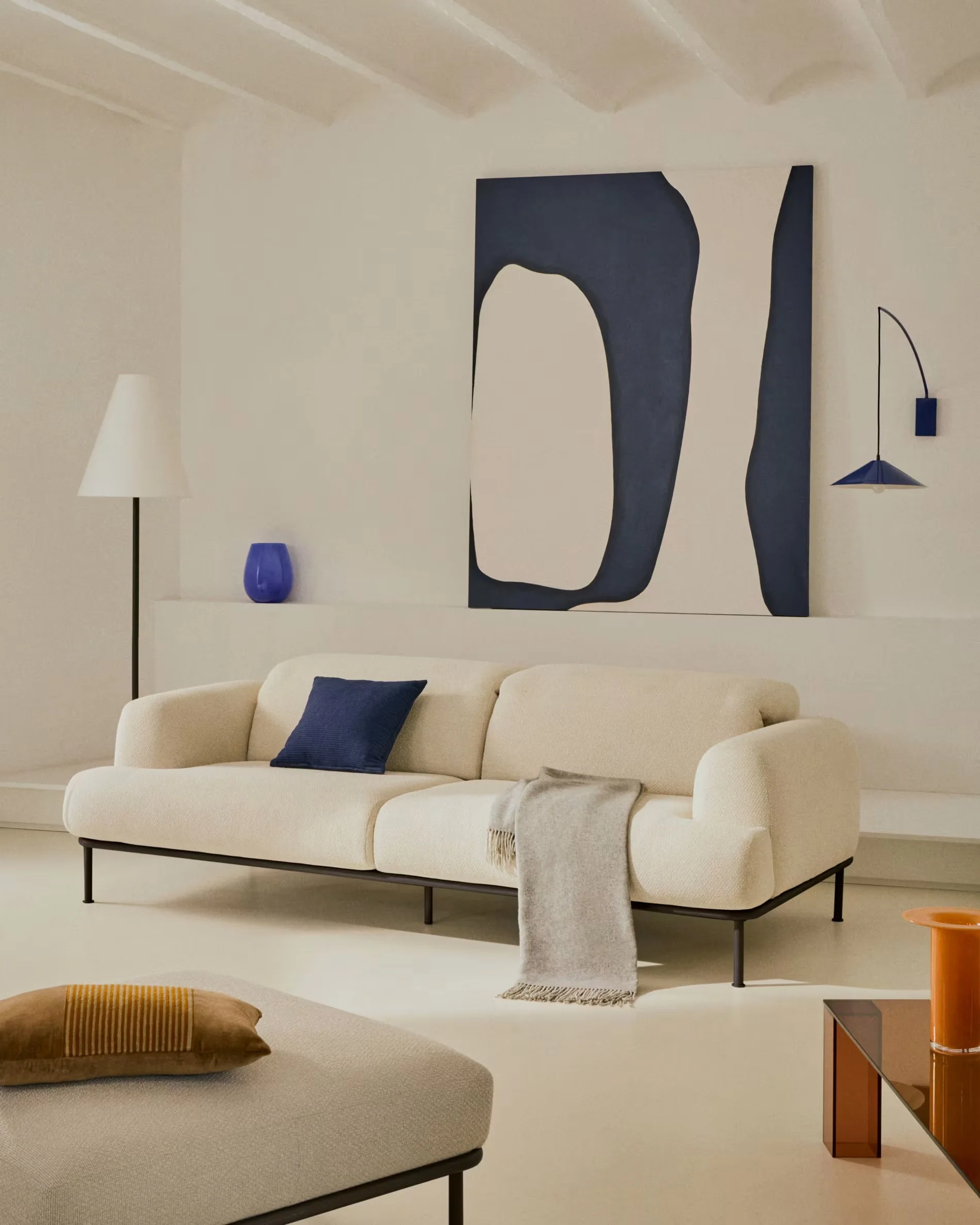 Sofa 3-osobowa AURUM ecru szenil z ciemnoszarą podstawą - Image 2