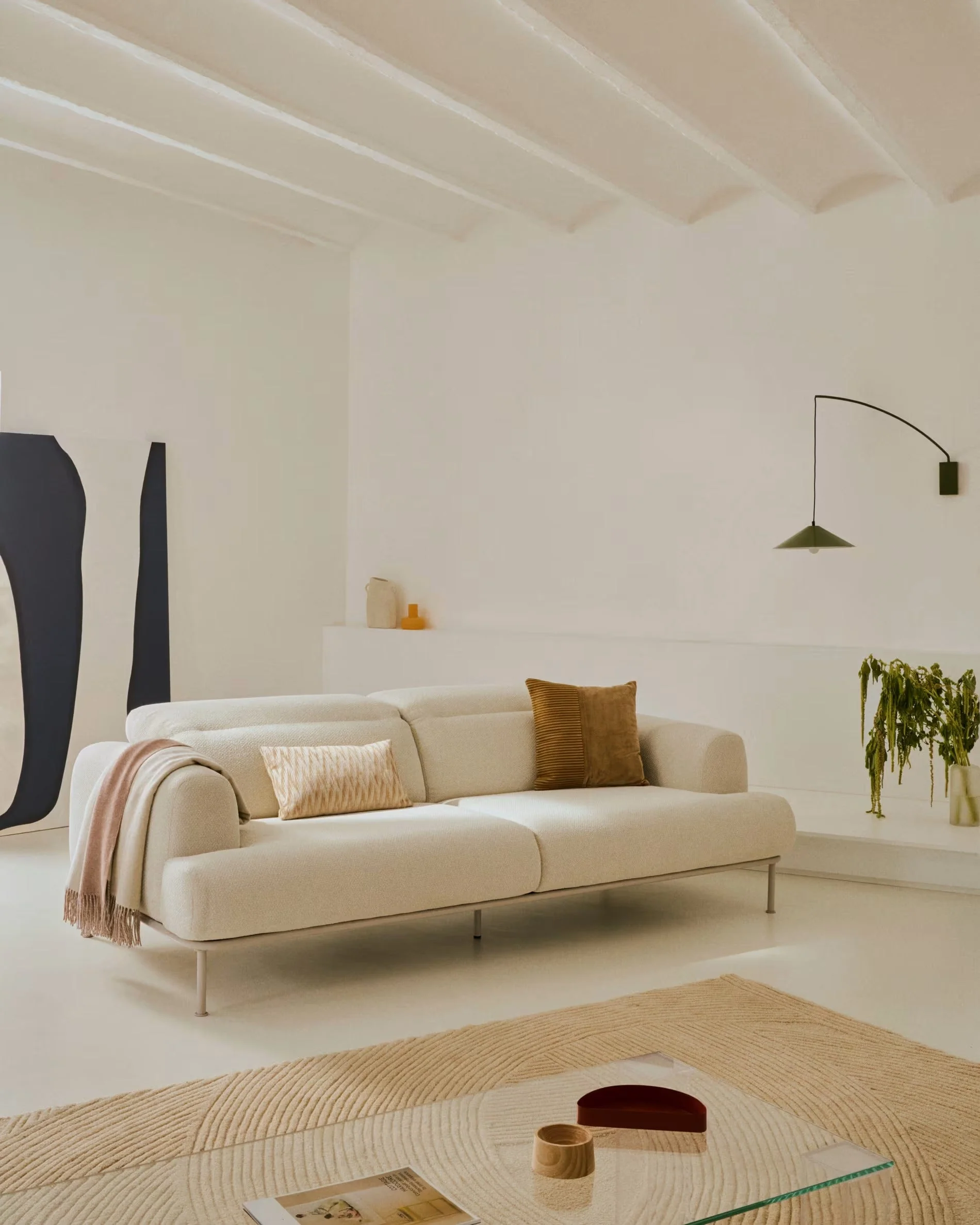 Sofa 3-osobowa AURUM ecru szenil z beżową podstawą - Image 12