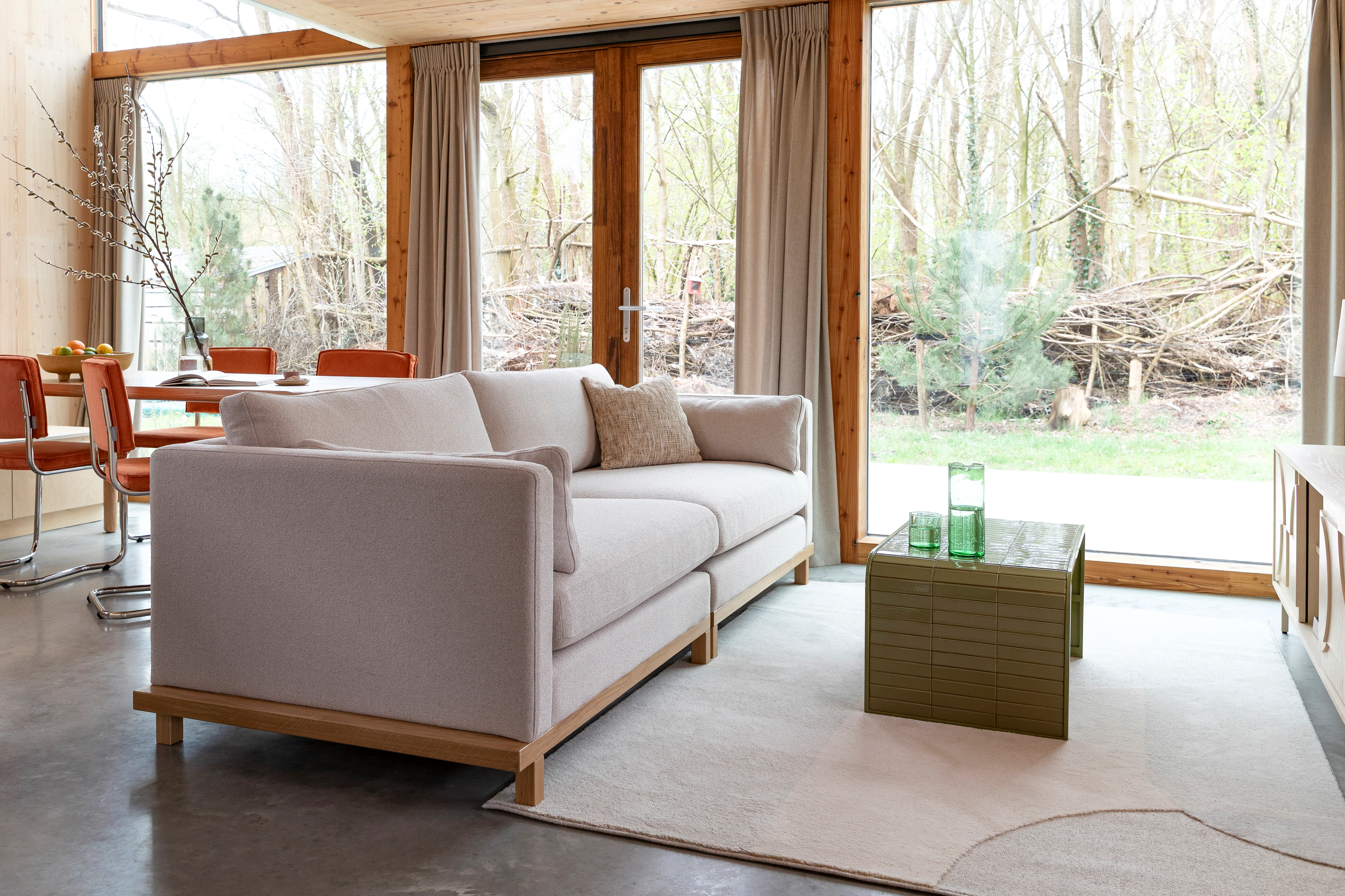 Sofa 3-osobowa BLOSSOM beżowy z drewnianą podstawą - Image 2