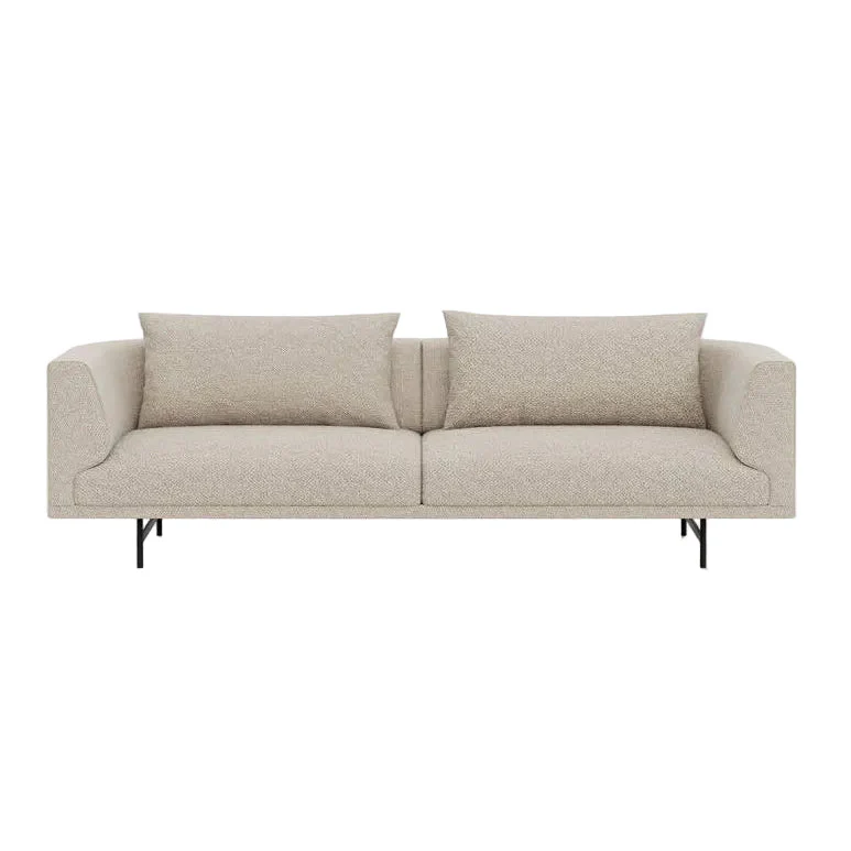 Sofa 3-osobowa CHIMNEY jasnoszara tkanina Wavy z czarną podstawą