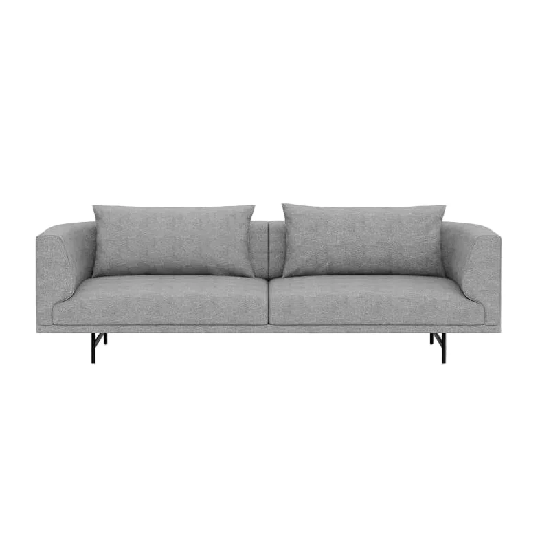 Sofa 3-osobowa CHIMNEY szara tkanina Brook z czarną podstawą