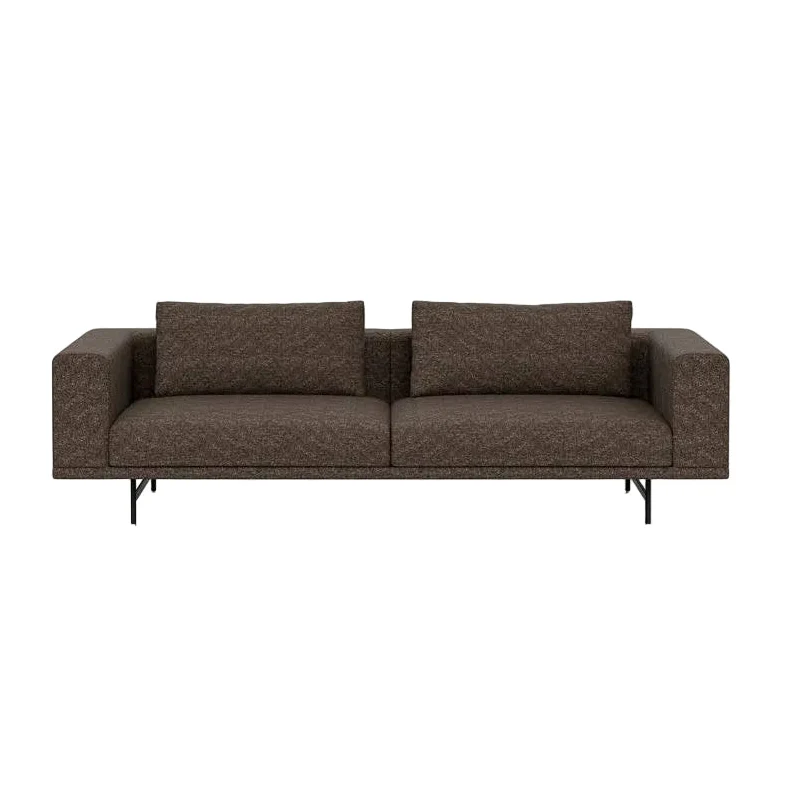 Sofa 3-osobowa LOFT brązowy boucle z czarną podstawą