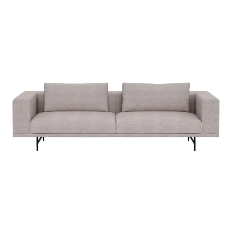 Sofa 3-osobowa LOFT ciemnobeżowa tkanina Brook z czarną podstawą