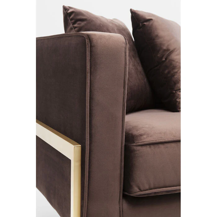 Sofa 3-osobowa LOFT czekoladowy brąz ze złotą podstawą - Image 4