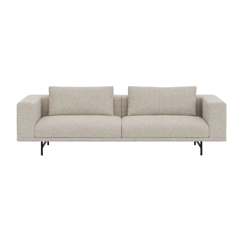 Sofa 3-osobowa LOFT jasnoszary boucle z czarną podstawą