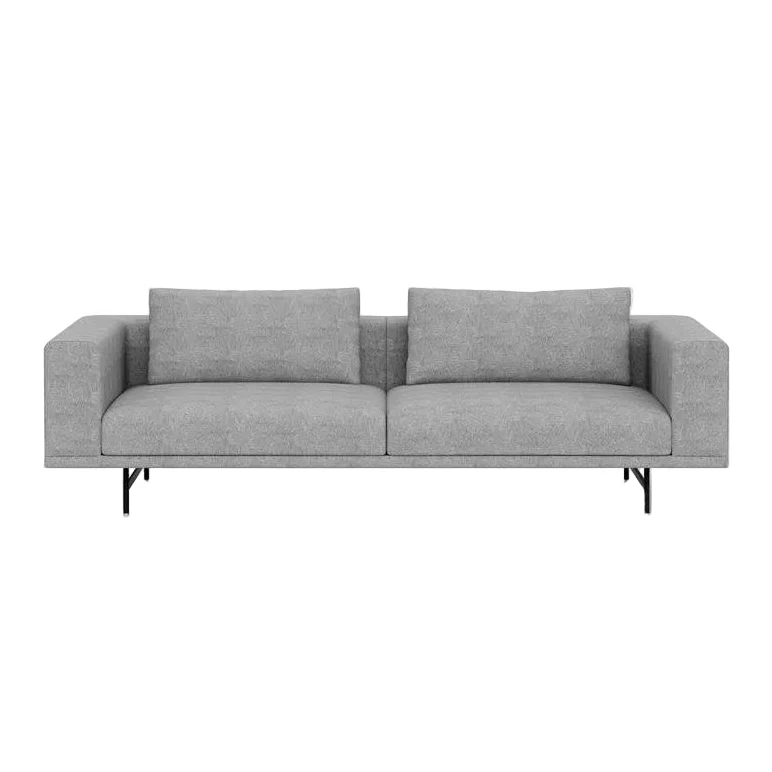 Sofa 3-osobowa LOFT szara tkanina Brook z czarną podstawą