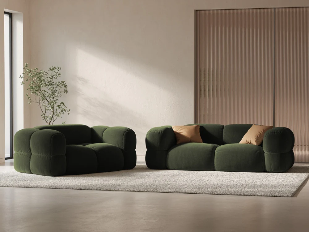 Sofa 3-osobowa aksamitna LORETTO zielony - Image 2