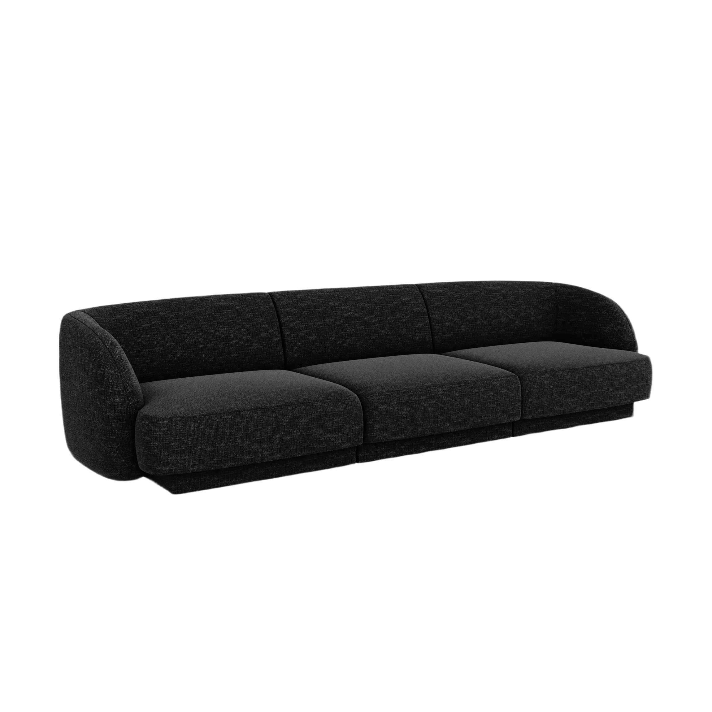 Sofa 3-osobowa MILEY czarny szenil jedwabisty