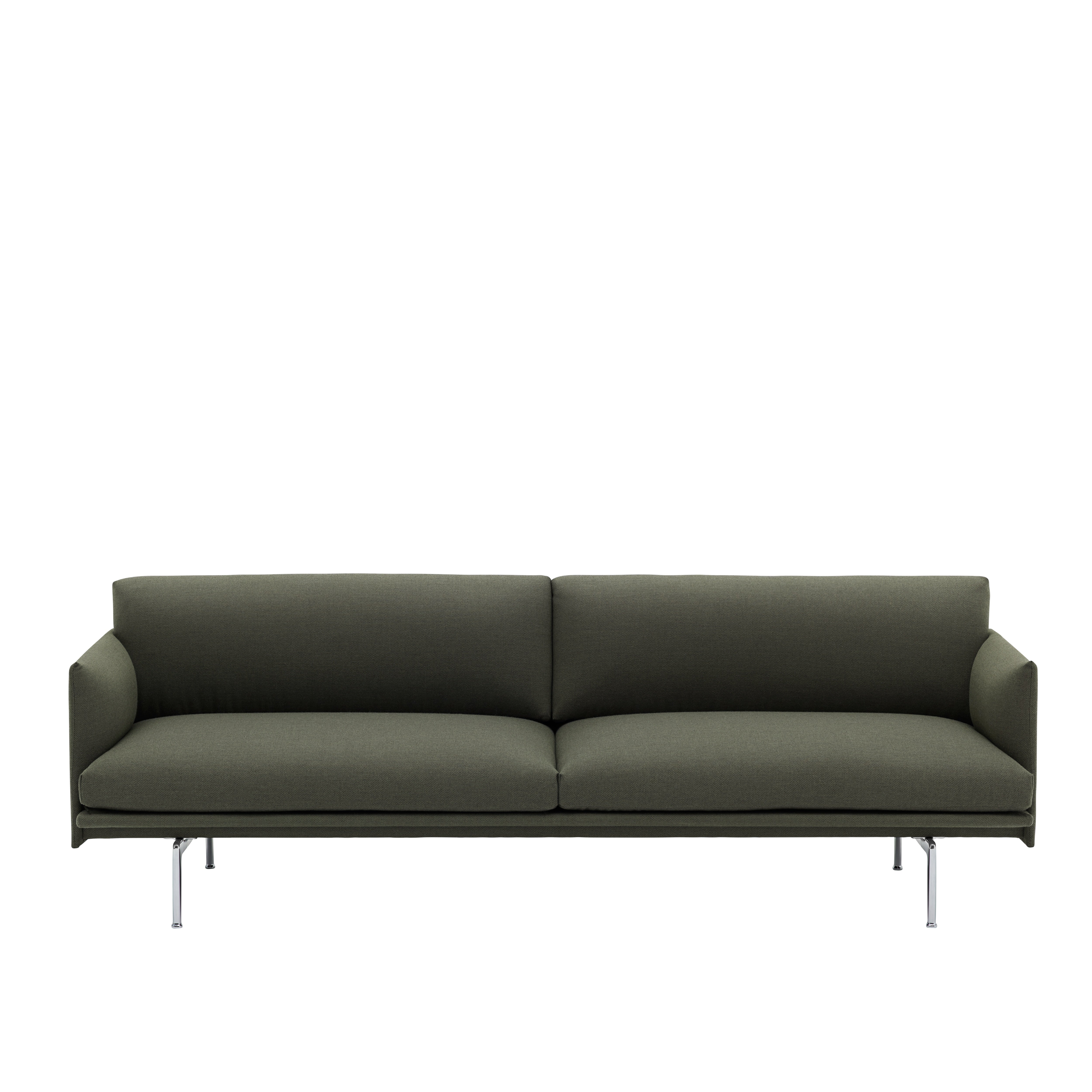Sofa 3-osobowa OUTLINE szarozielony ze srebrną podstawą - Image 3