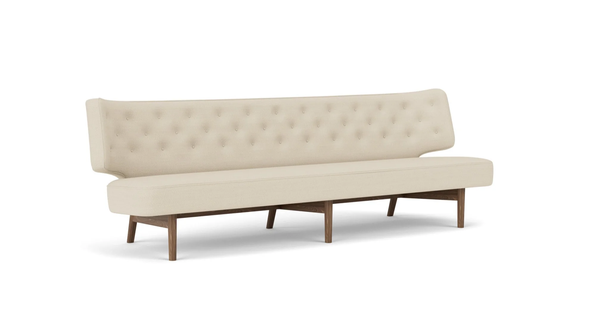 Sofa 3-osobowa RADIOHUS beżowy z orzechową podstawą - Image 3