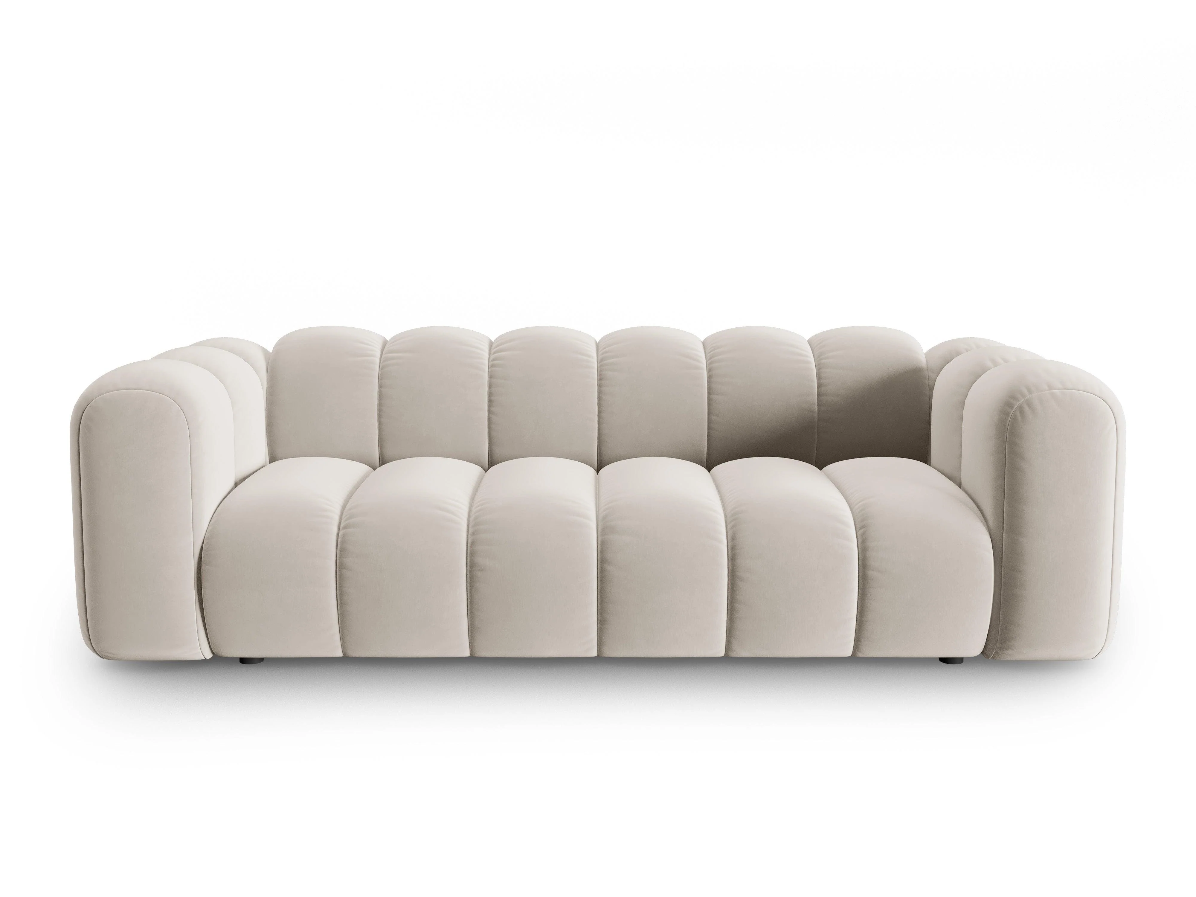 Sofa aksamitna 3-osobowa LUPINE beżowy - Image 3