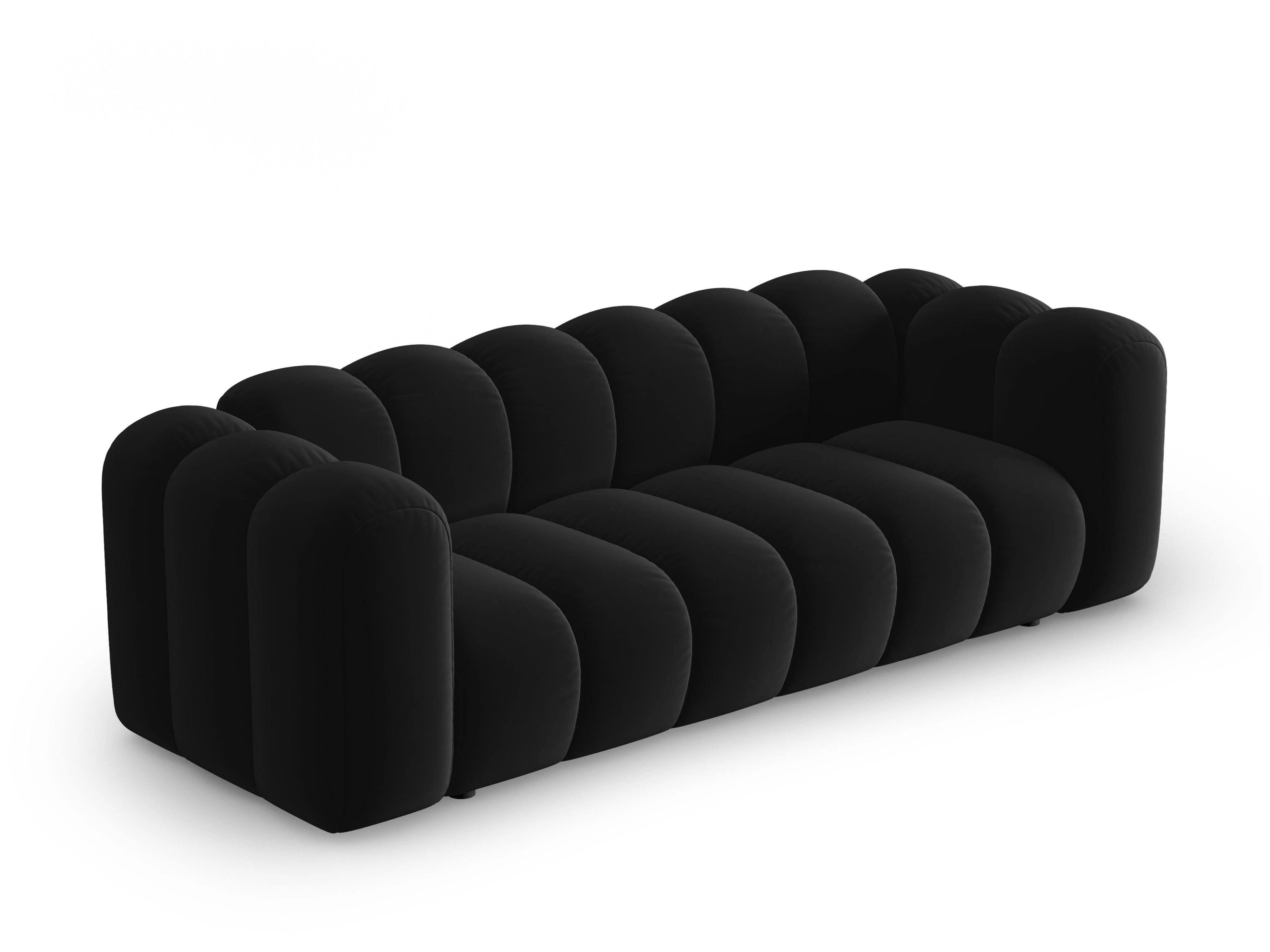 Sofa aksamitna 3-osobowa LUPINE czarny