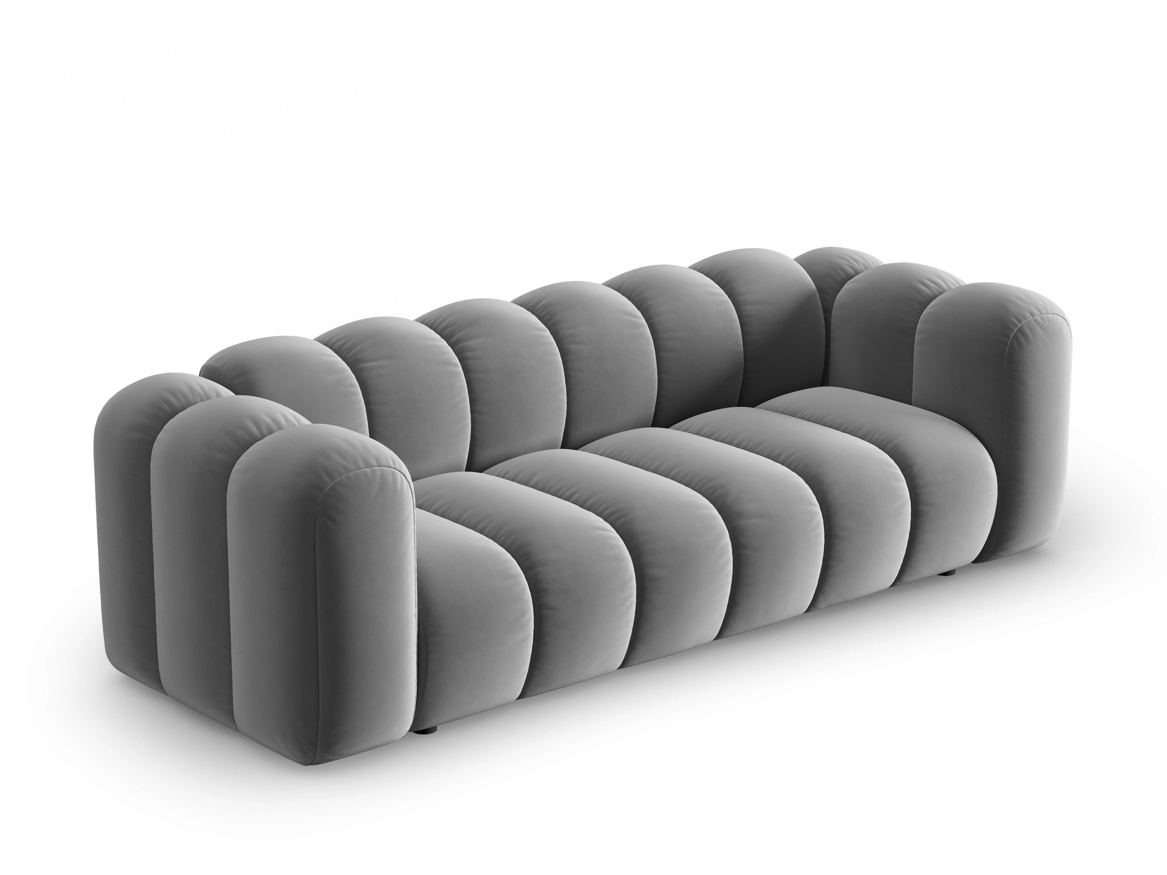 Sofa aksamitna 3-osobowa LUPINE szary