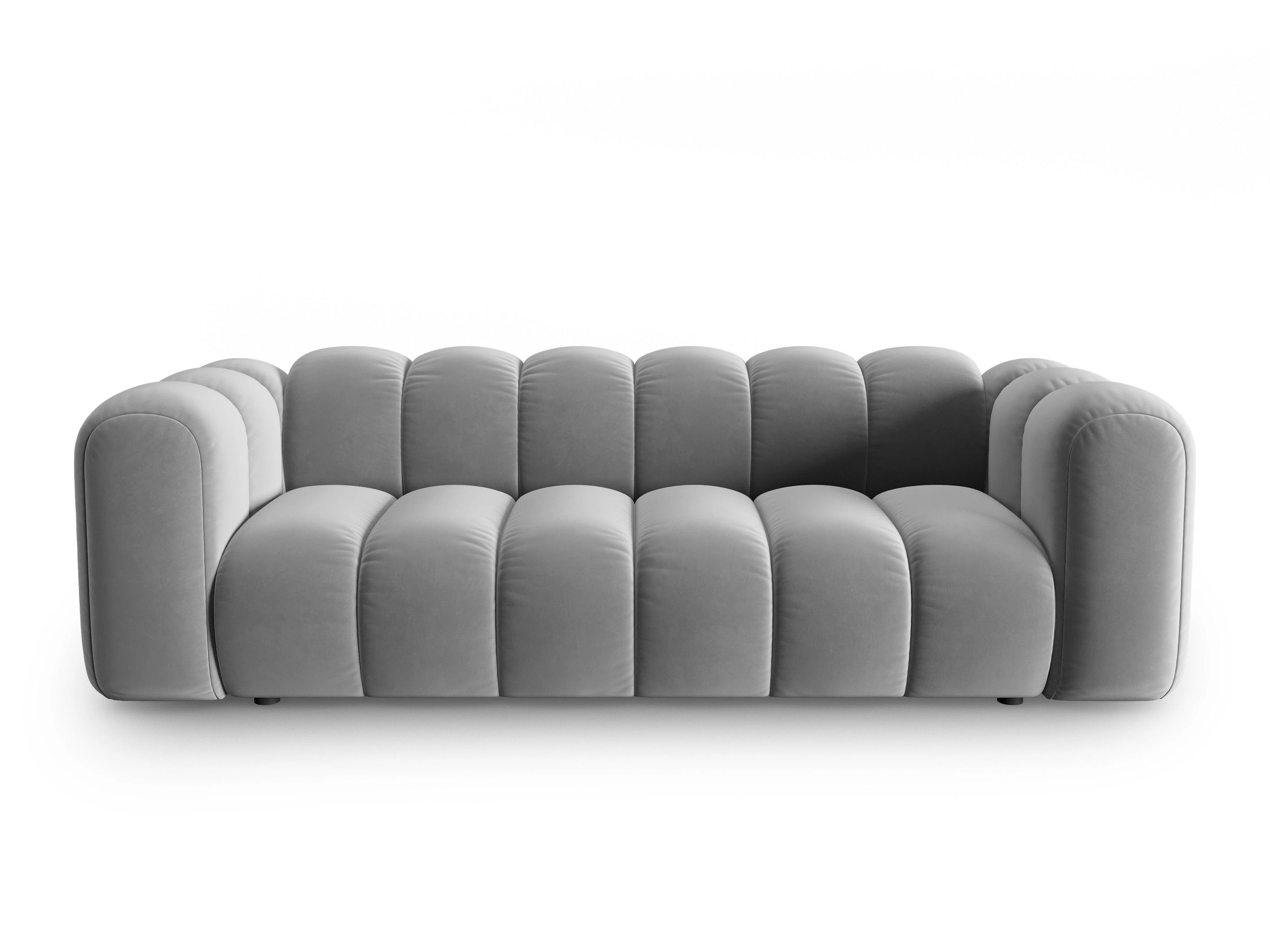 Sofa aksamitna 3-osobowa LUPINE szary - Image 3