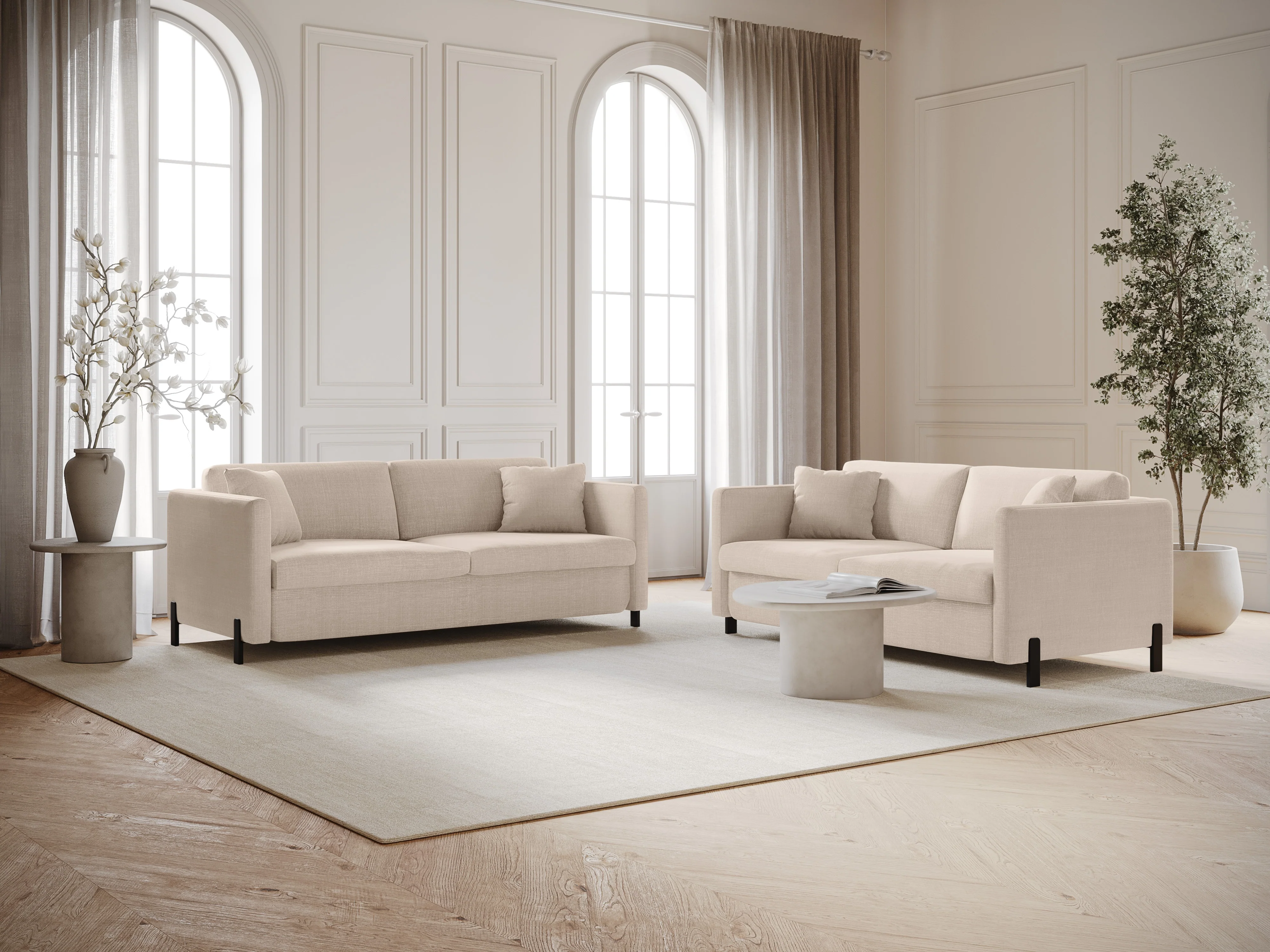 Sofa 3-osobowa z funkcją spania GLORIA beżowy szenil - Image 6