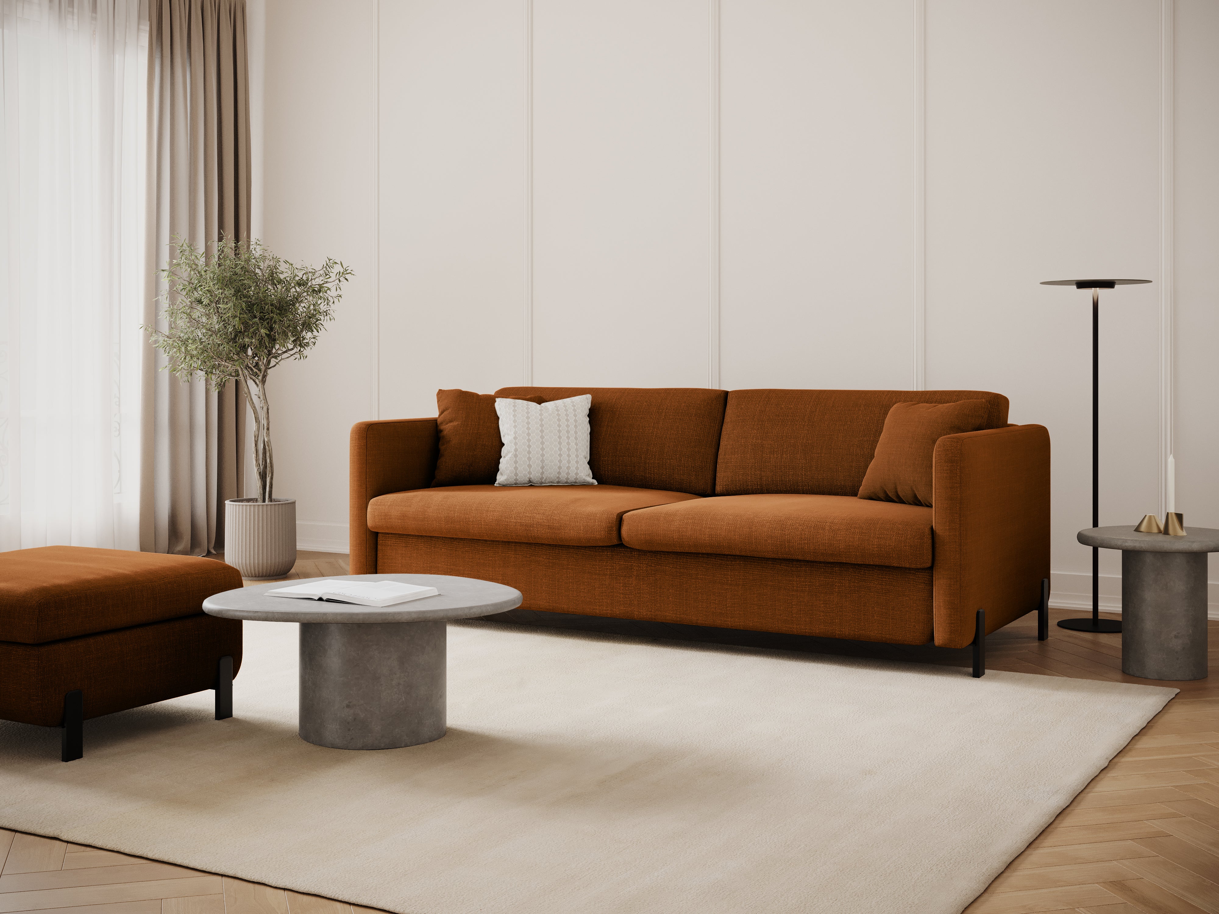 Sofa 3-osobowa z funkcją spania GLORIA ceglany szenil - Image 2