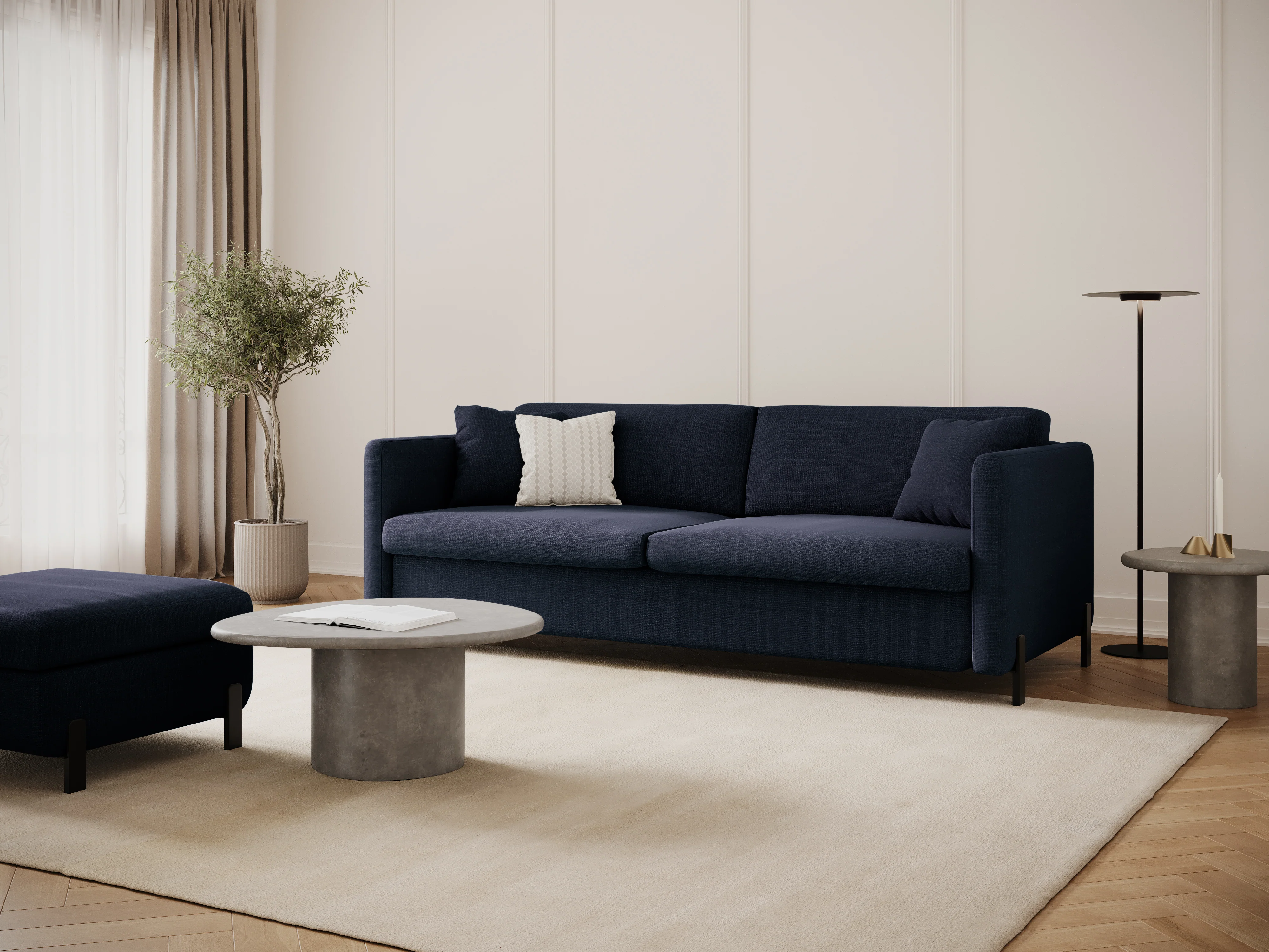 Sofa 3-osobowa z funkcją spania GLORIA niebieski szenil - Image 2