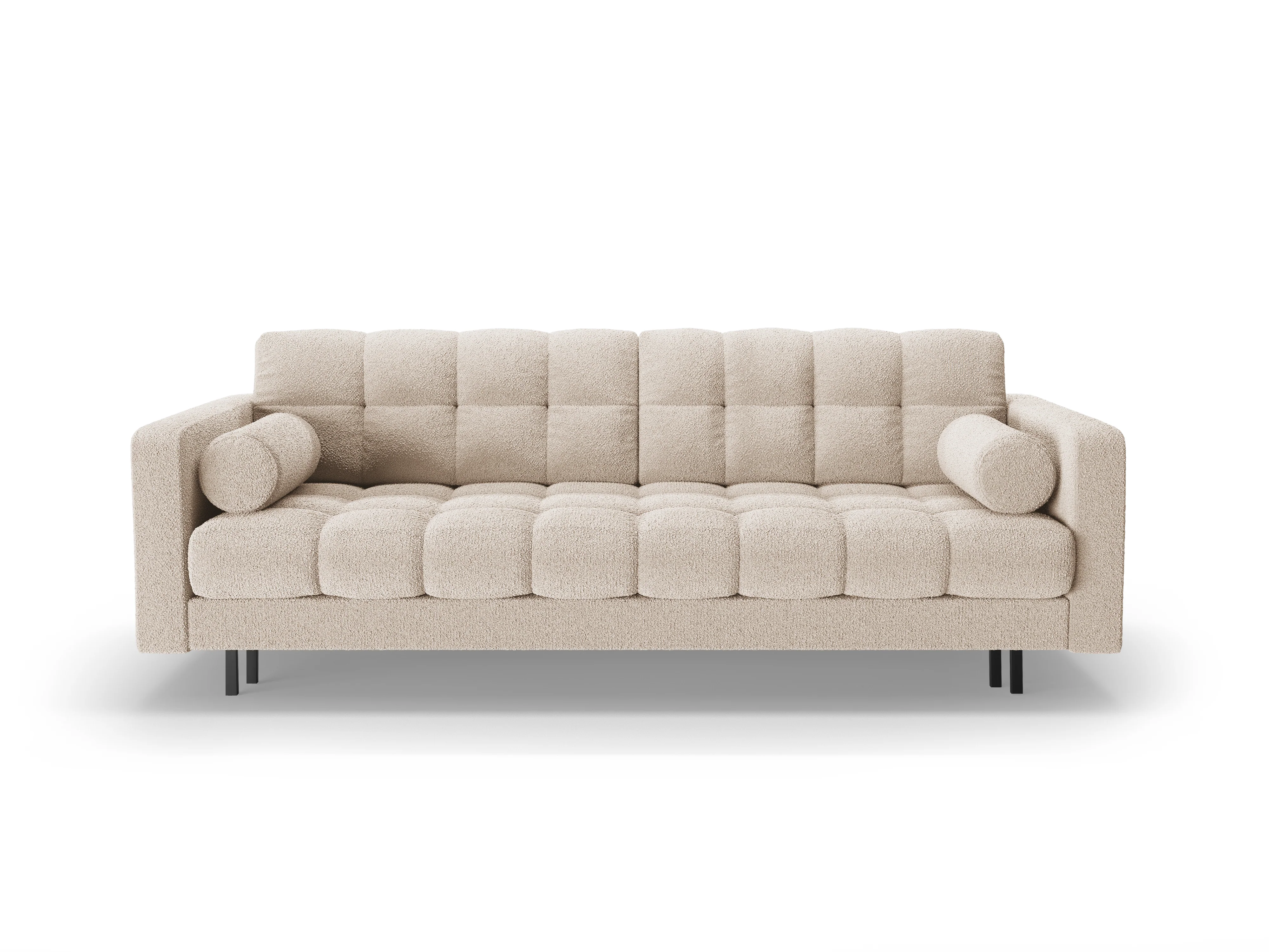 Sofa 3-osobowa z funkcją spania BALI beżowy bouclé z czarną podstawą - Image 3