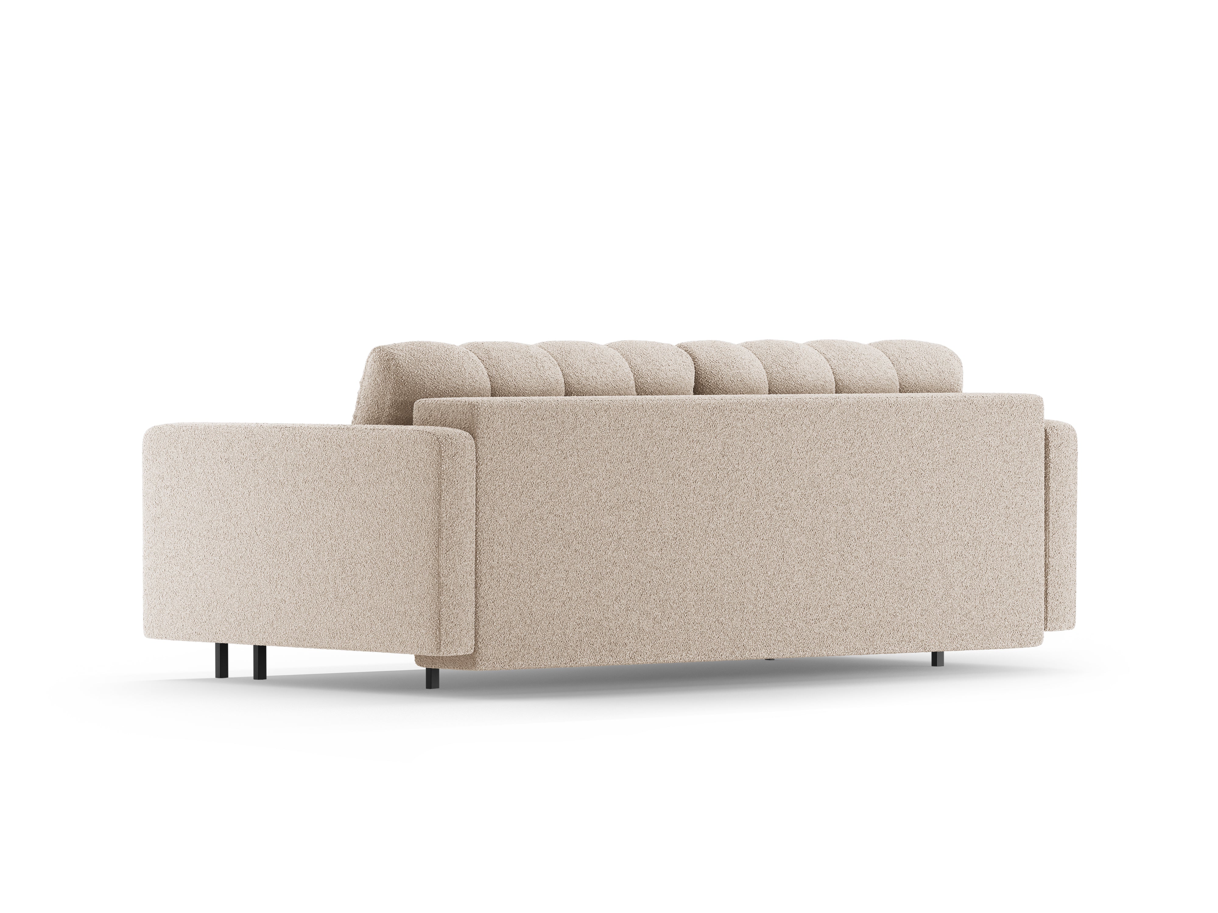 Sofa 3-osobowa z funkcją spania BALI beżowy bouclé z czarną podstawą - Image 4