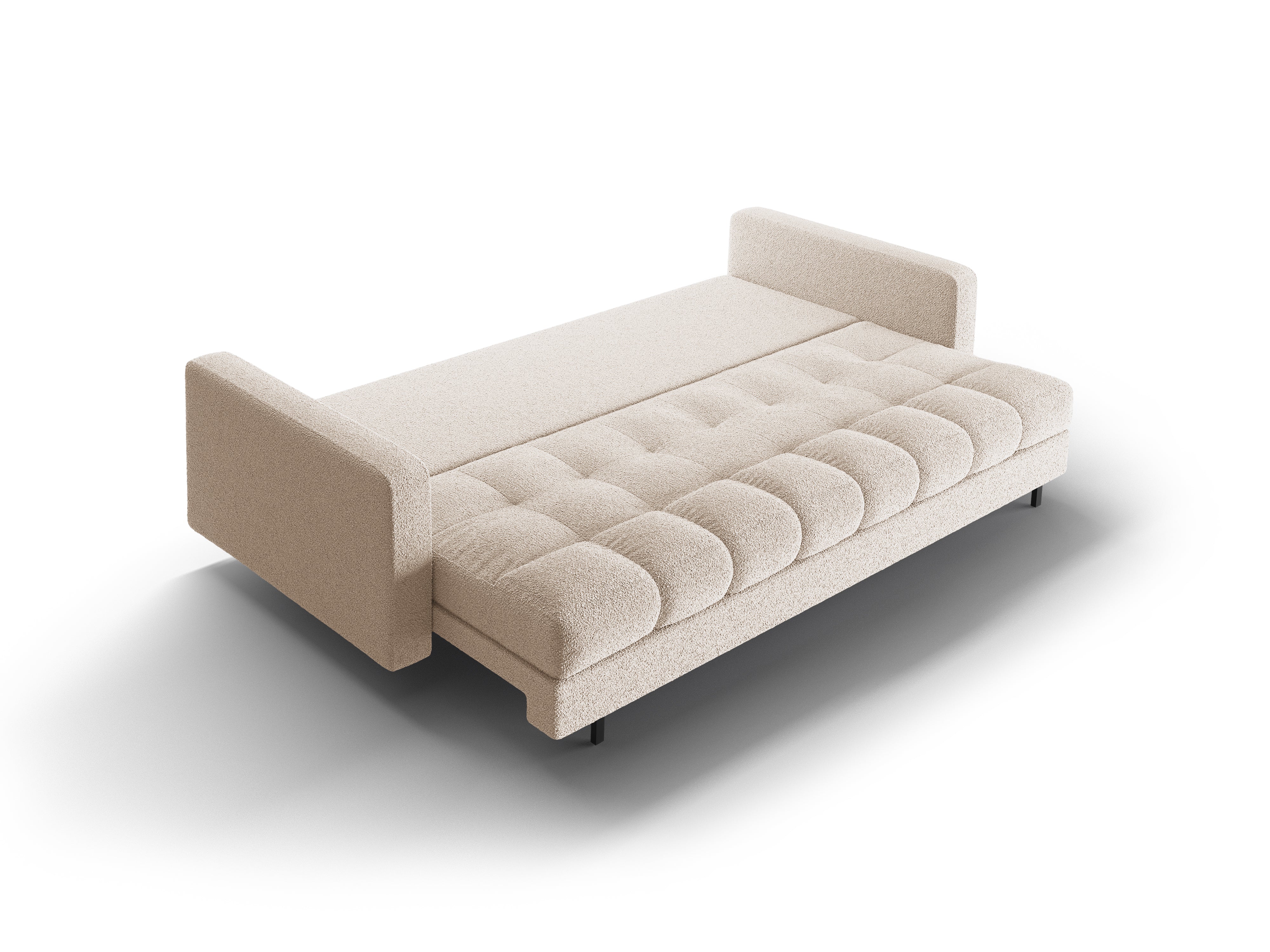 Sofa 3-osobowa z funkcją spania BALI beżowy bouclé z czarną podstawą - Image 6