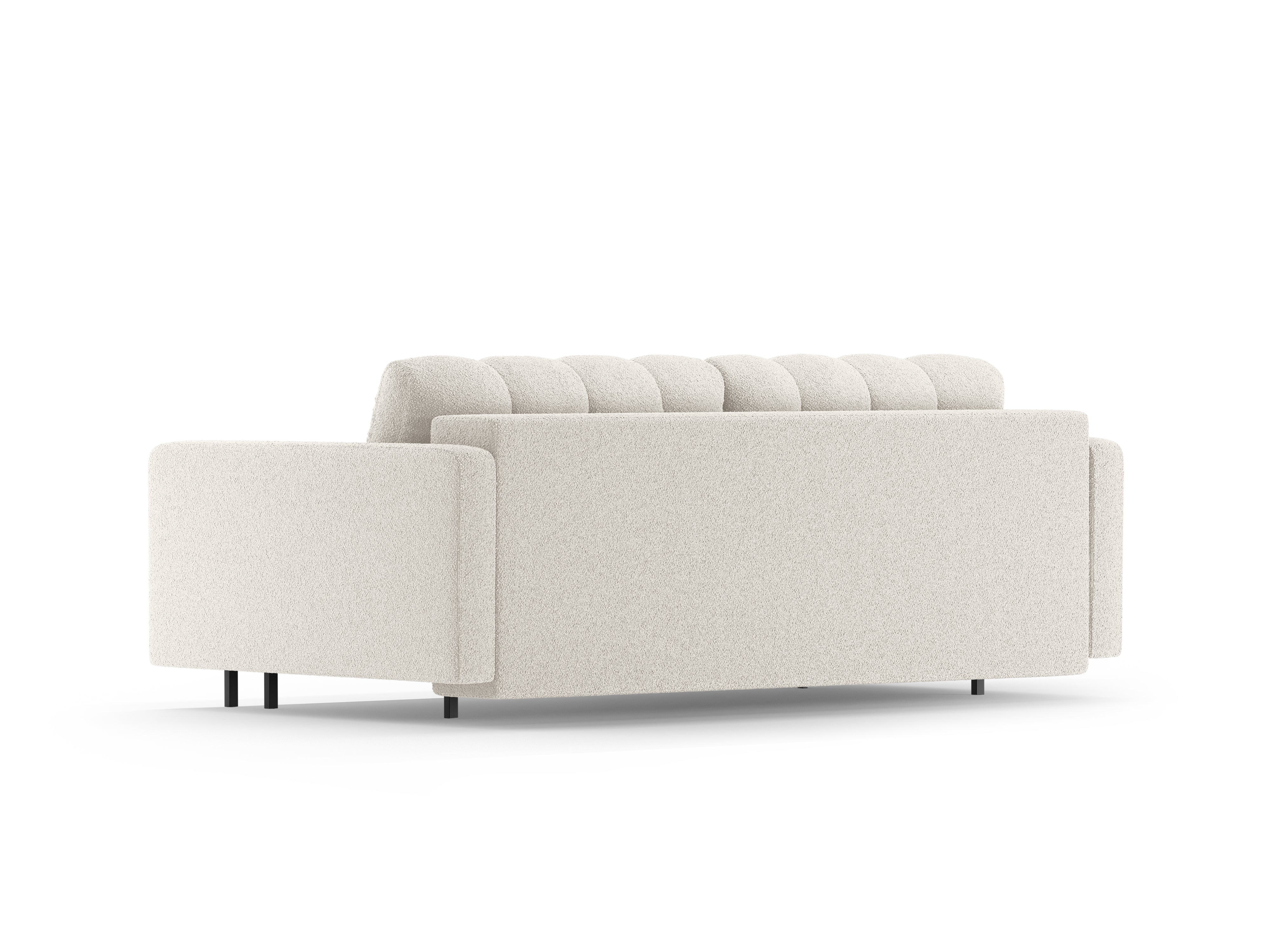 Sofa 3-osobowa z funkcją spania BALI biały bouclé z czarną podstawą - Image 4