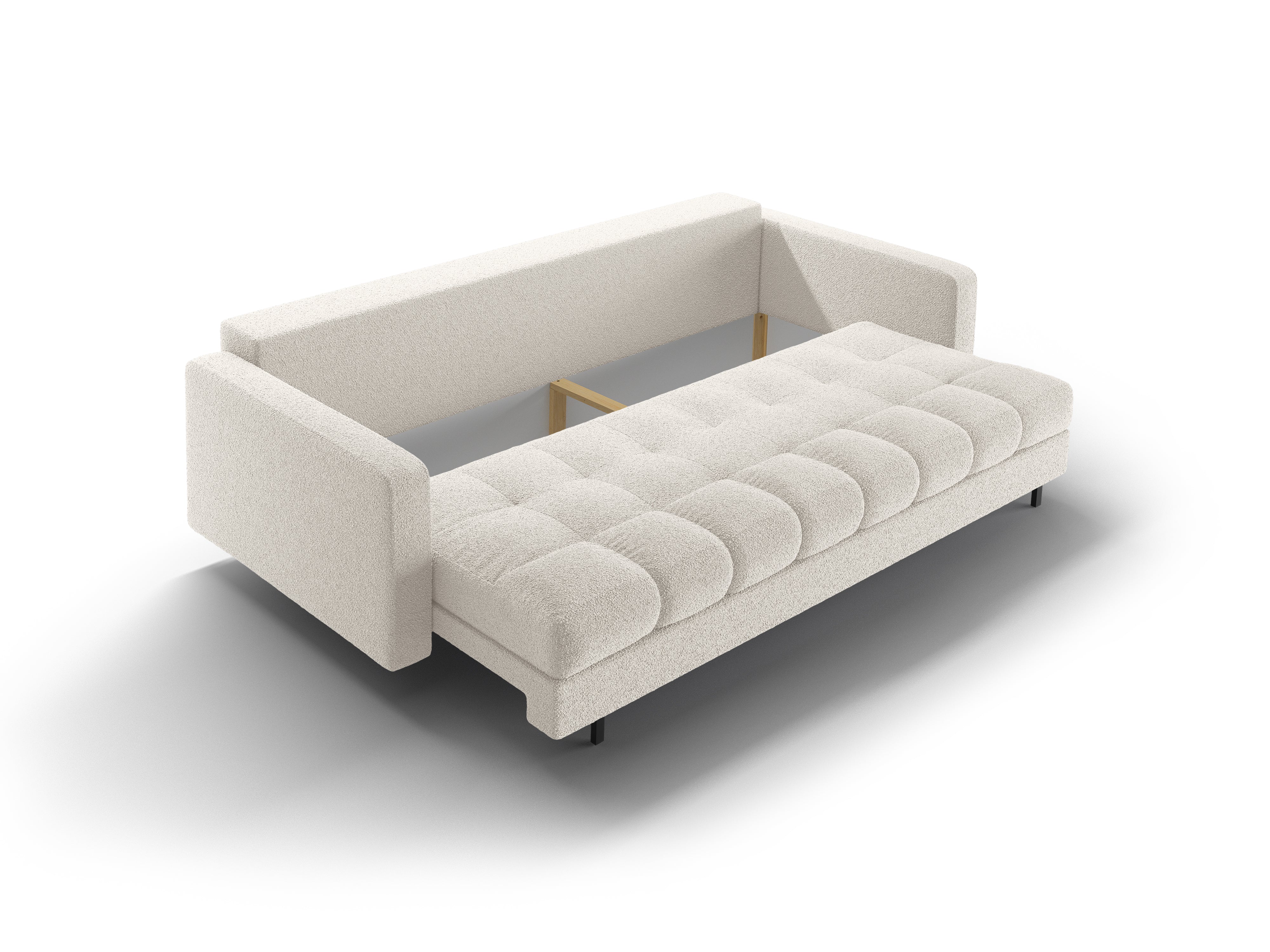 Sofa 3-osobowa z funkcją spania BALI biały bouclé z czarną podstawą - Image 5