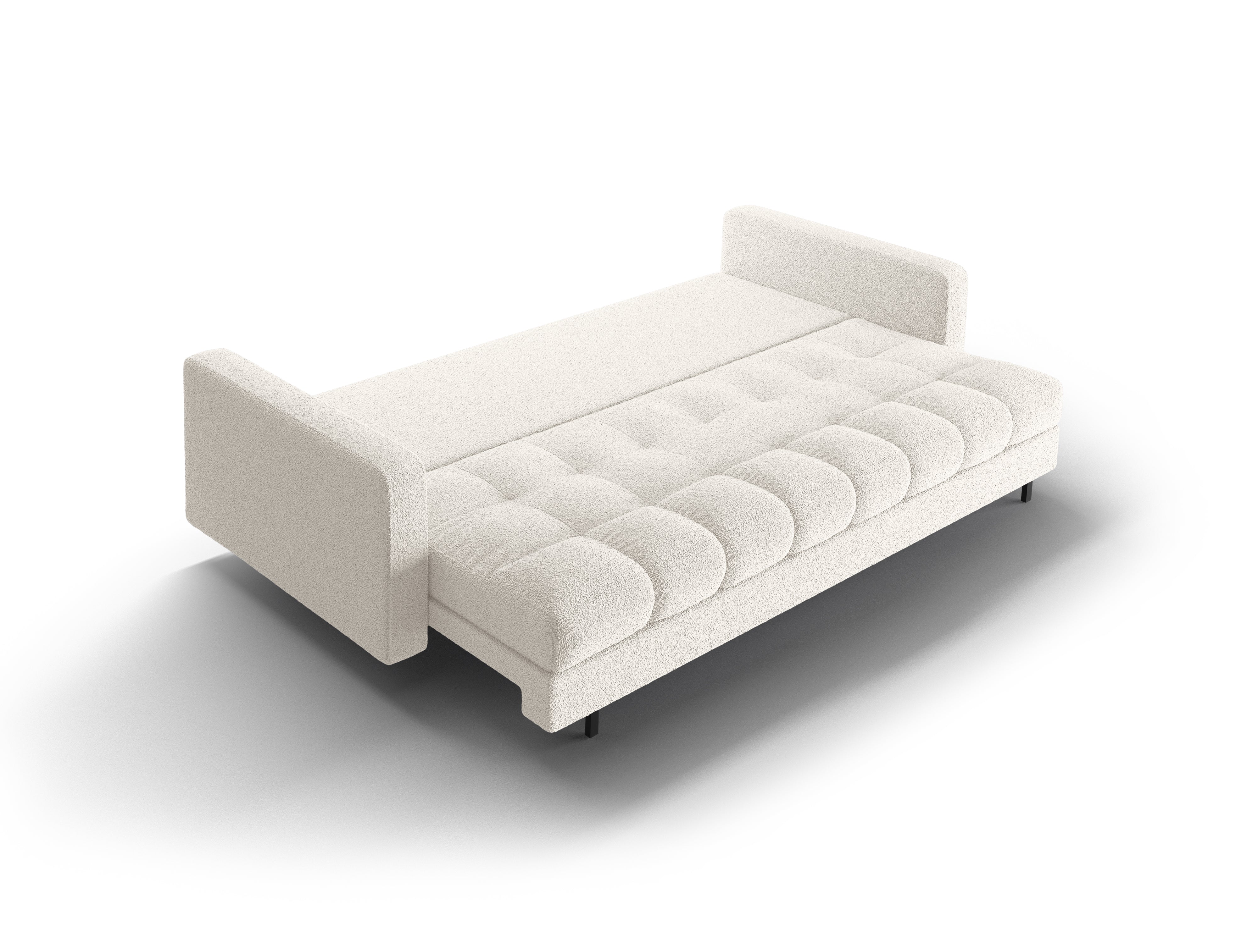 Sofa 3-osobowa z funkcją spania BALI biały bouclé z czarną podstawą - Image 6