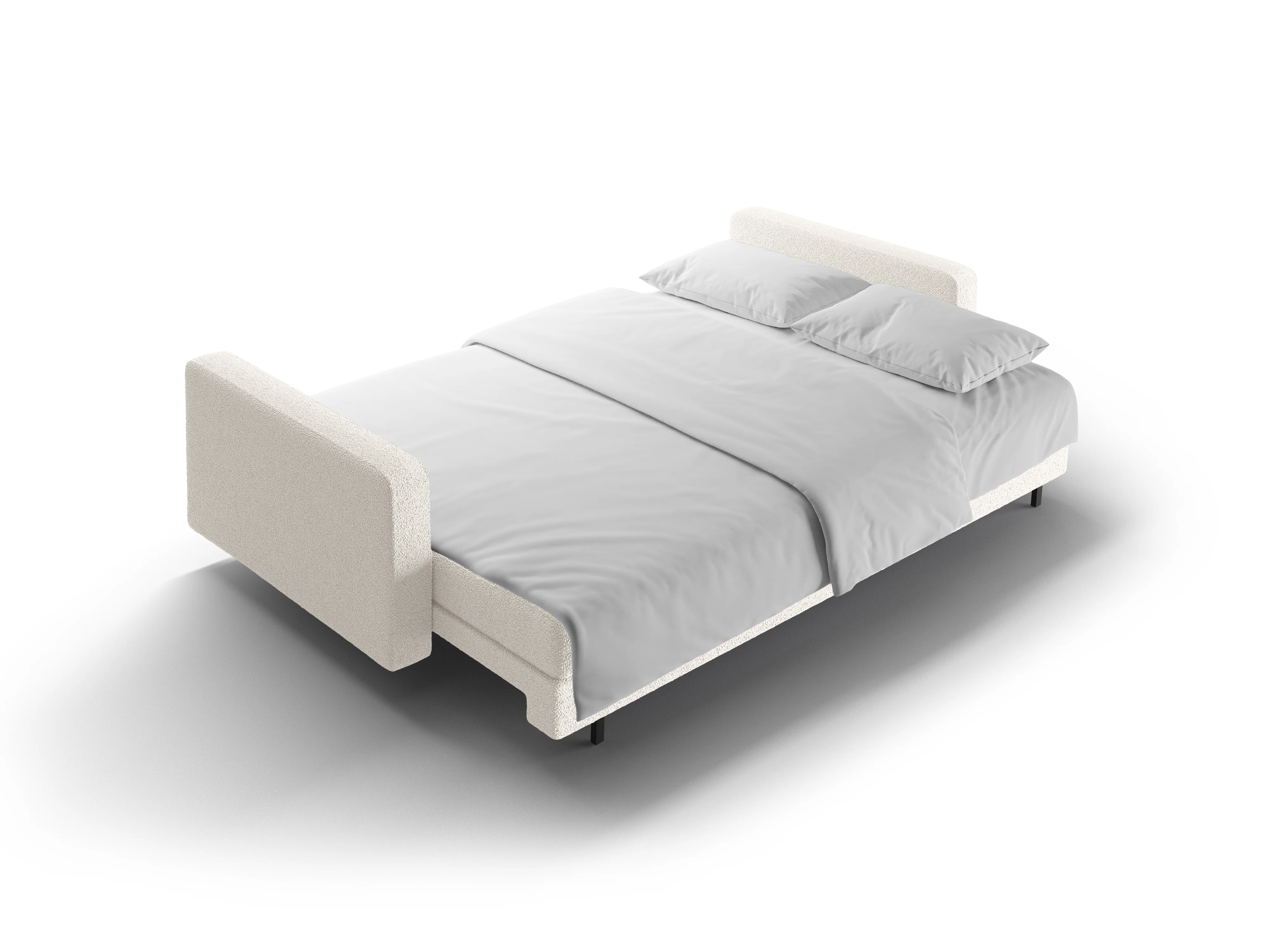 Sofa 3-osobowa z funkcją spania BALI biały bouclé z czarną podstawą - Image 7