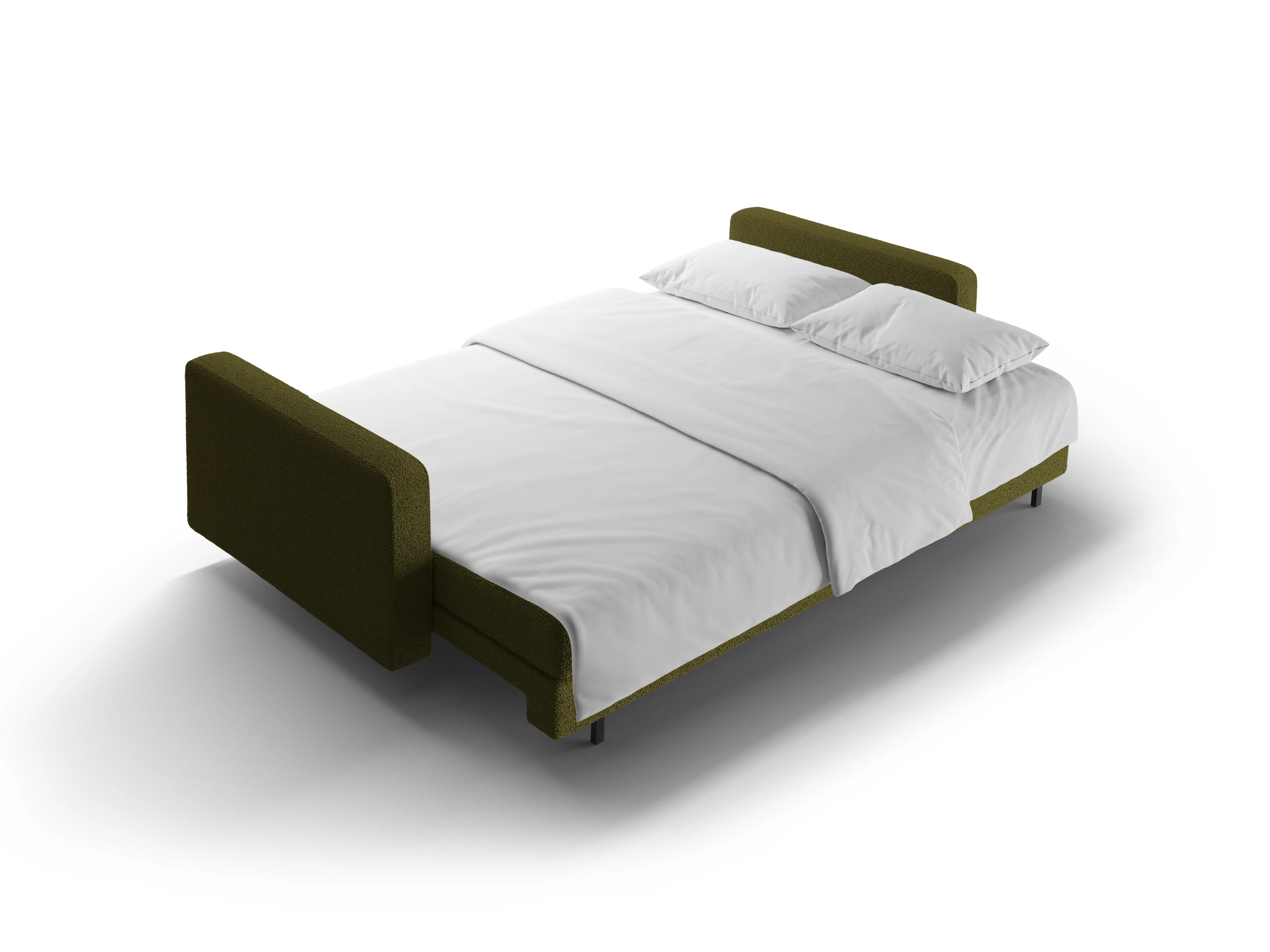 Sofa 3-osobowa z funkcją spania BALI oliwkowy bouclé z czarną podstawą - Image 6