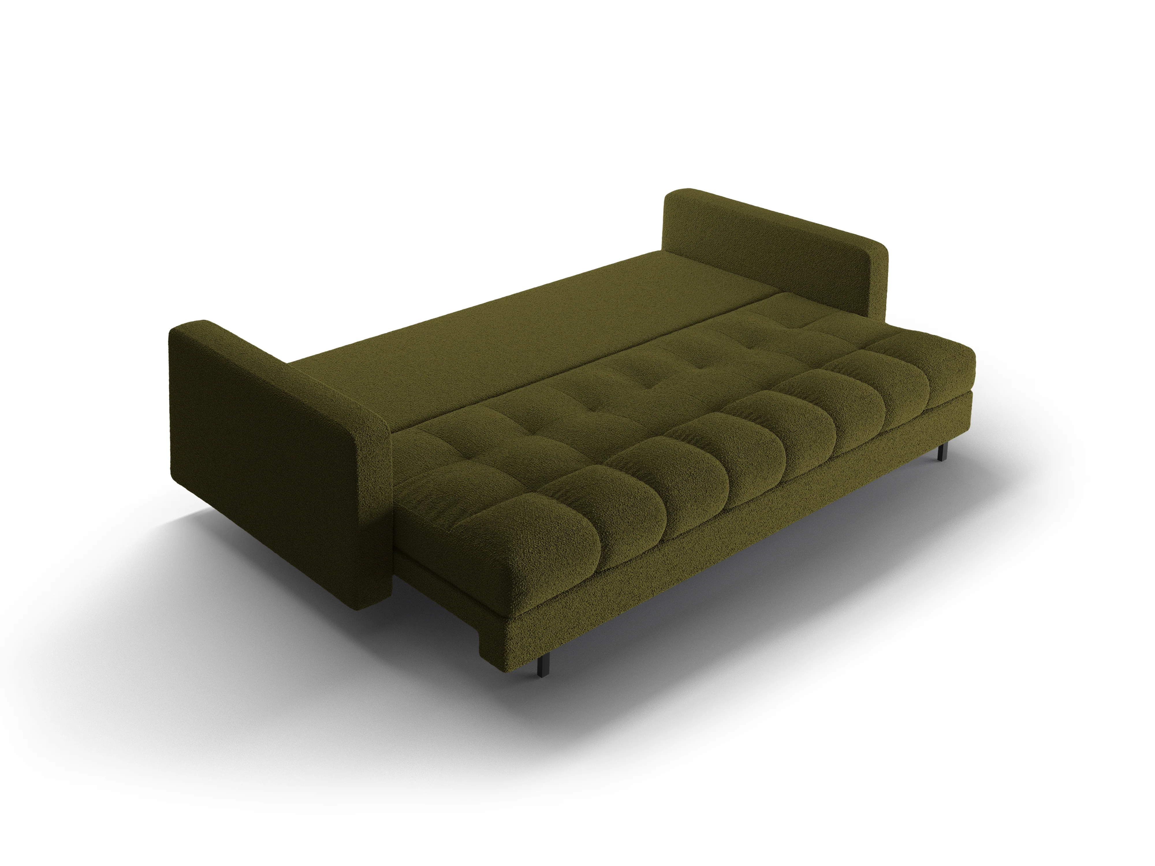 Sofa 3-osobowa z funkcją spania BALI oliwkowy bouclé z czarną podstawą - Image 7