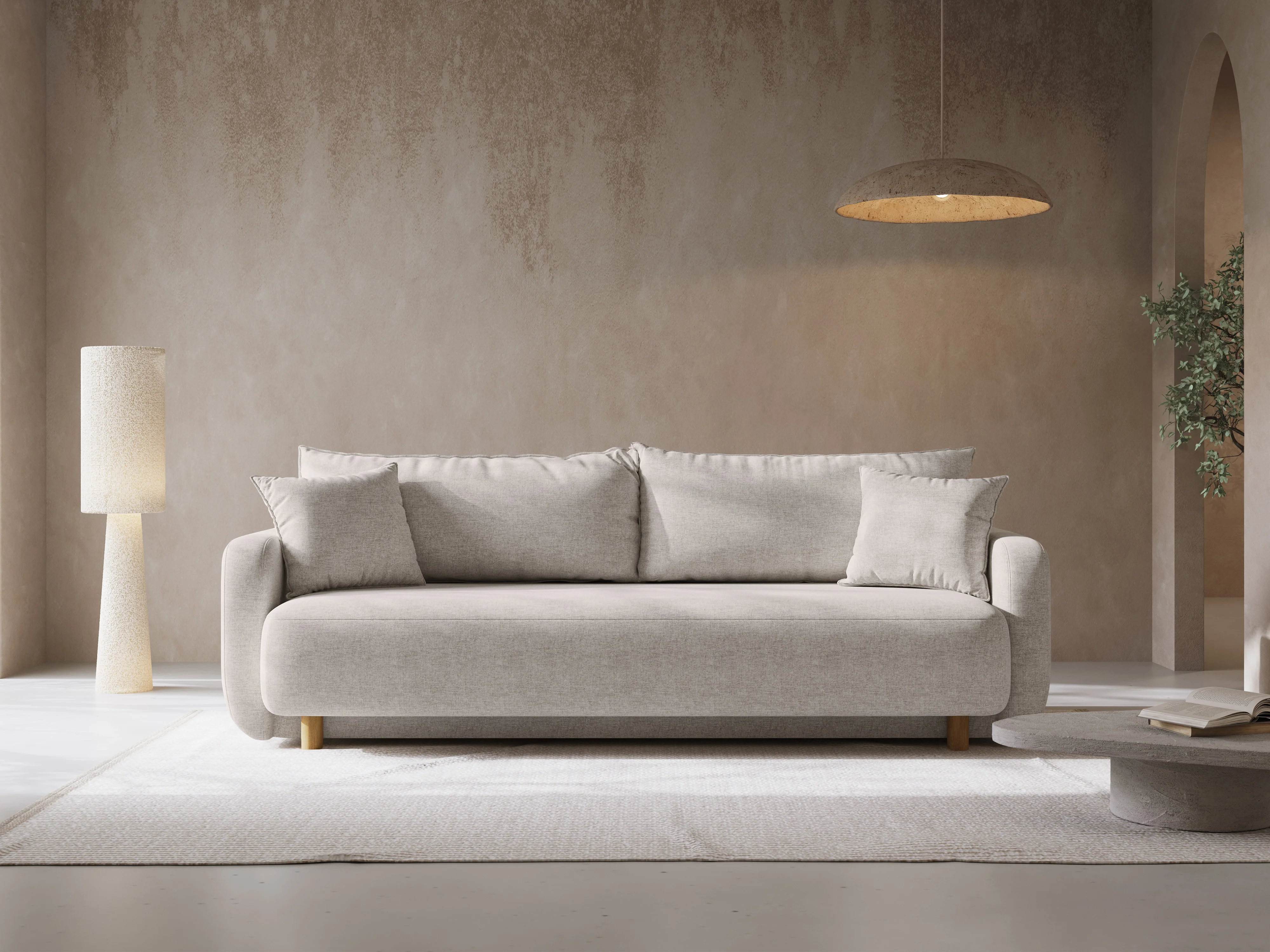 Sofa 3-osobowa z funkcją spania ELEN beżowy szenil - Image 2