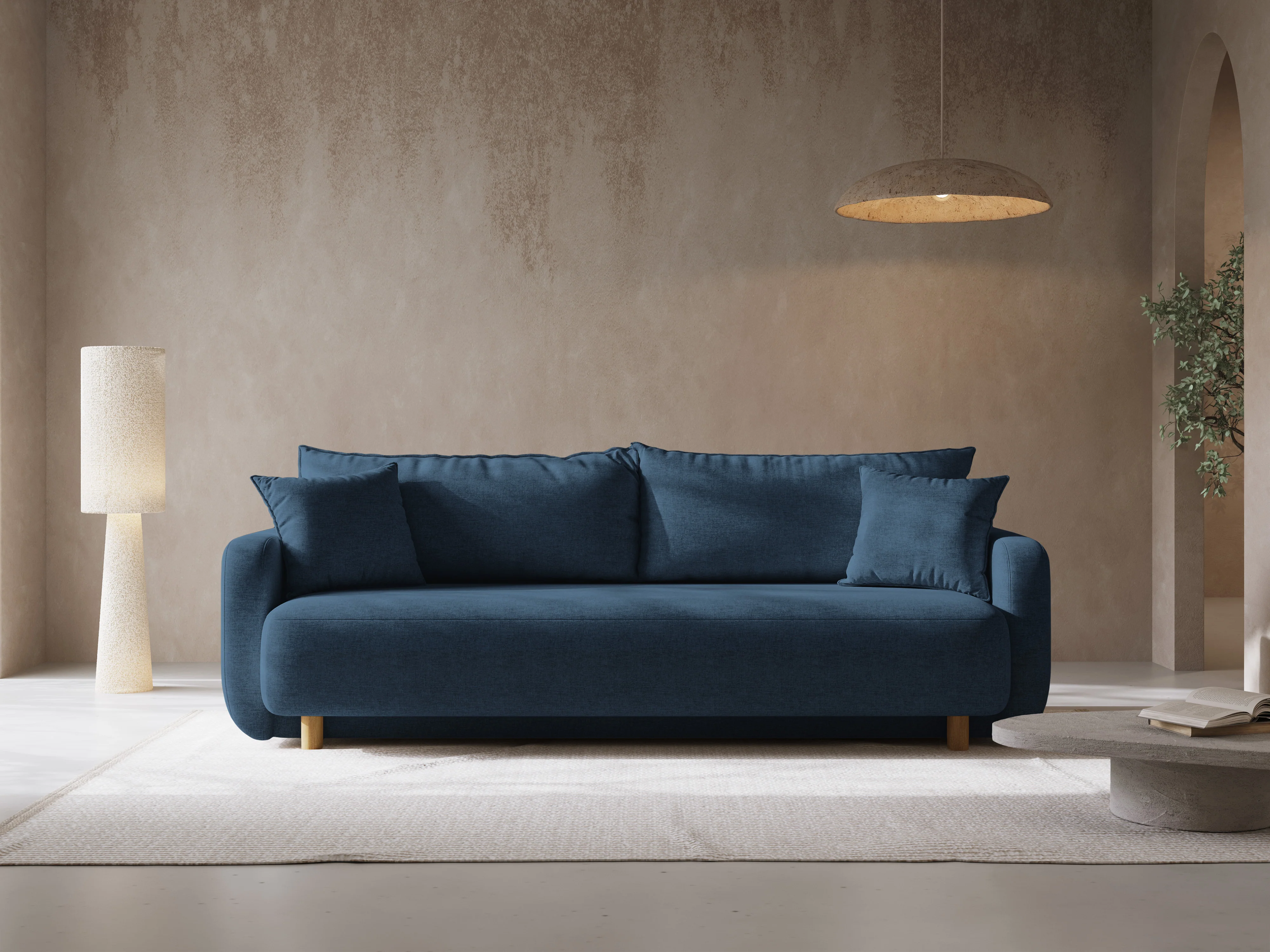 Sofa 3-osobowa z funkcją spania ELEN granatowy szenil - Image 2