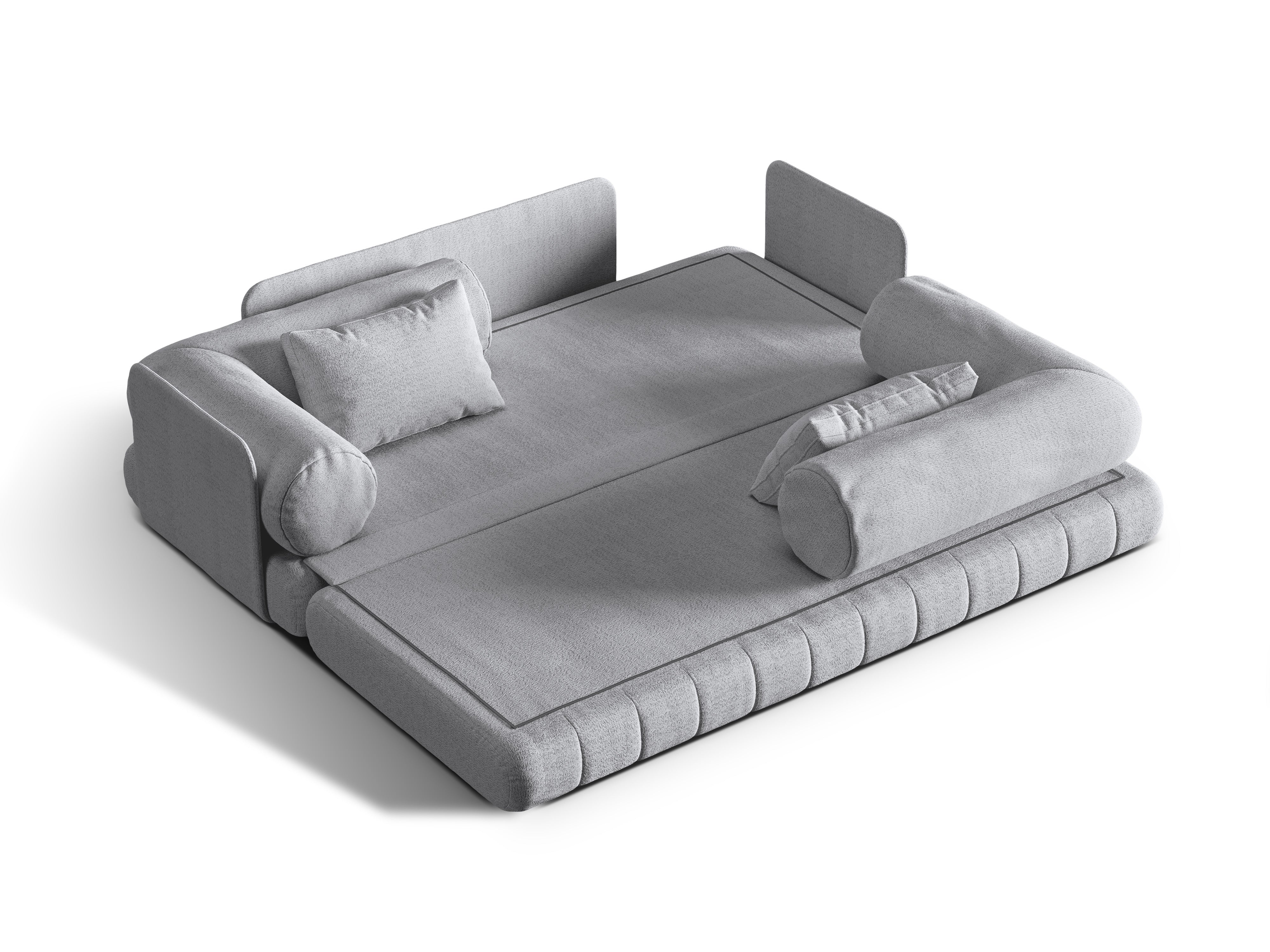 Sofa 3-osobowa z funkcją spania KEMI jasnoszary bouclé - Image 4