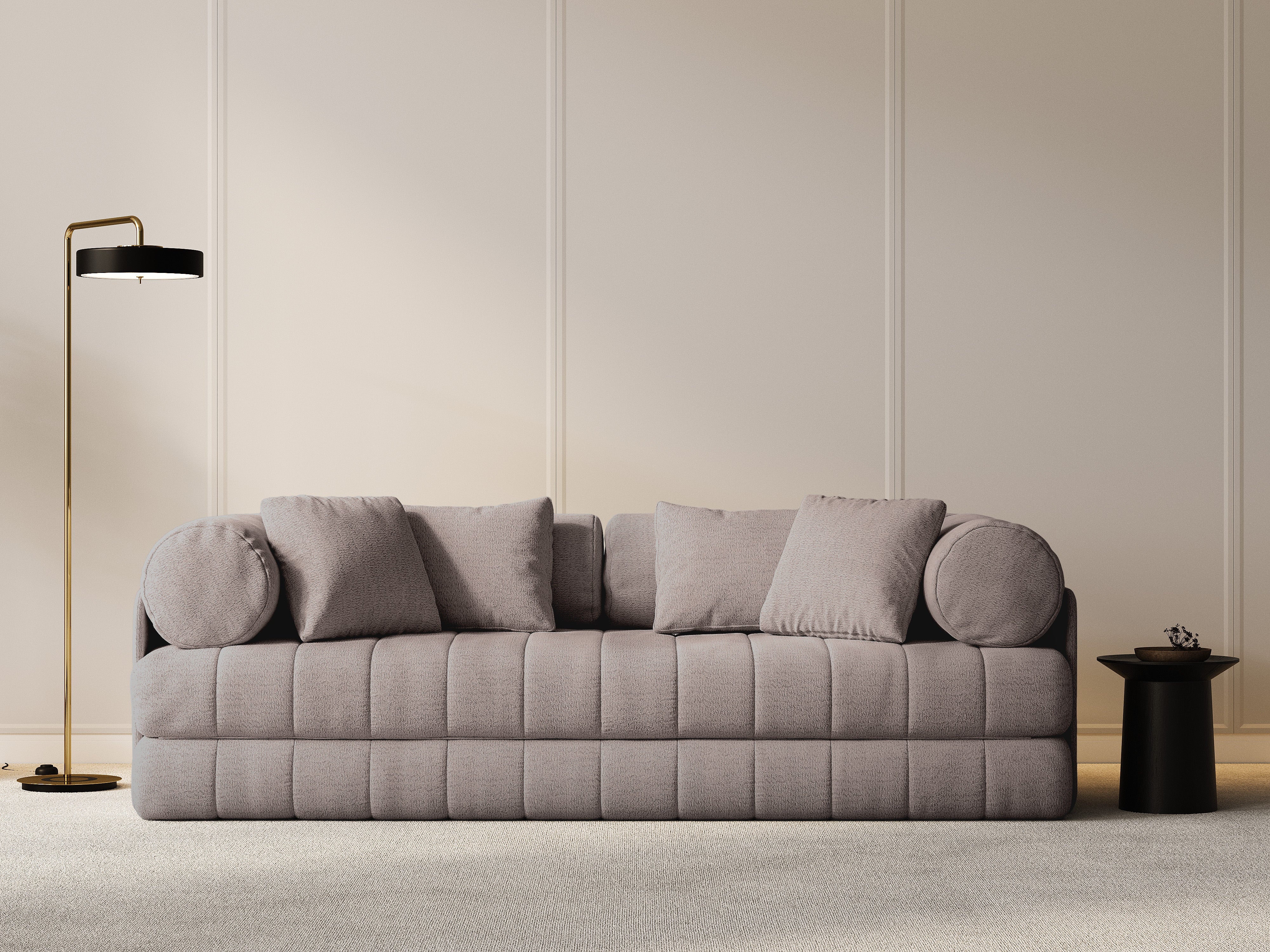 Sofa 3-osobowa z funkcją spania KEMI piaskowy bouclé - Image 2