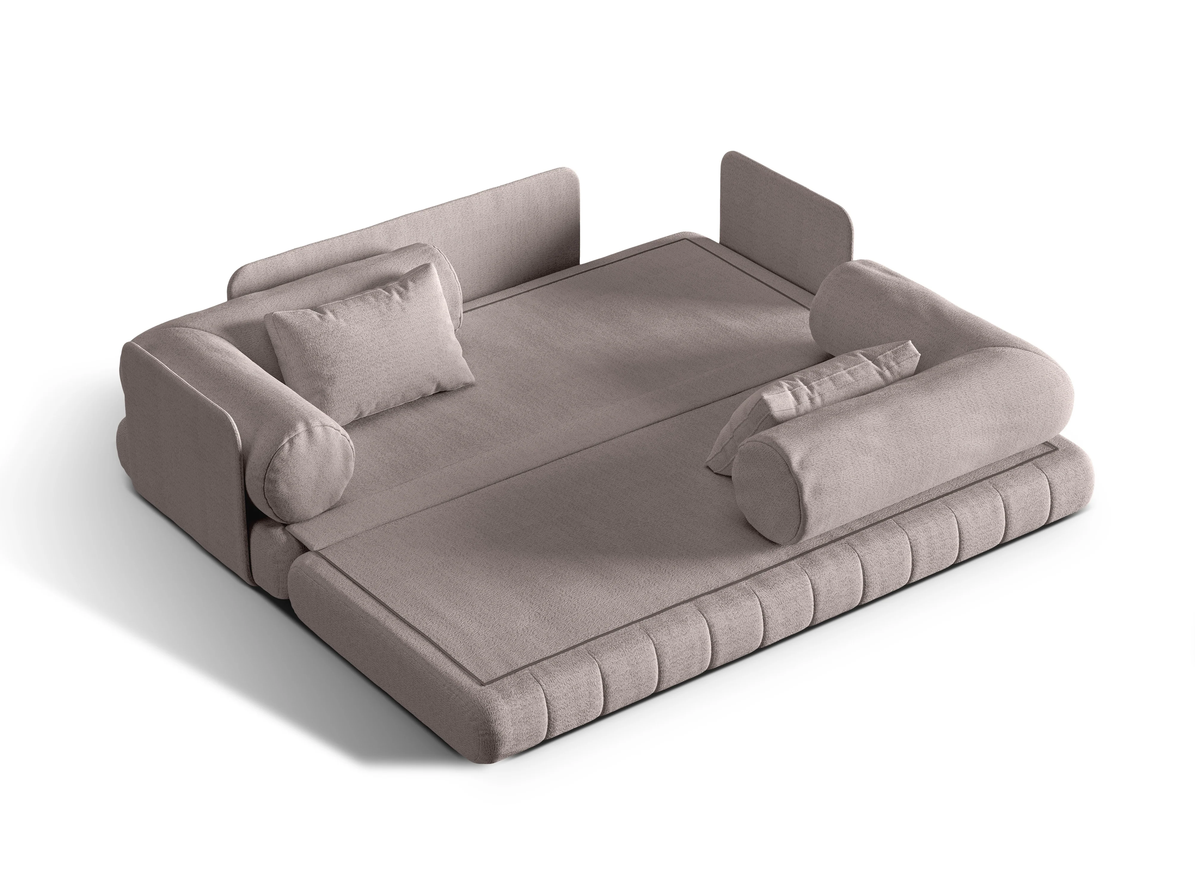 Sofa 3-osobowa z funkcją spania KEMI piaskowy bouclé - Image 3