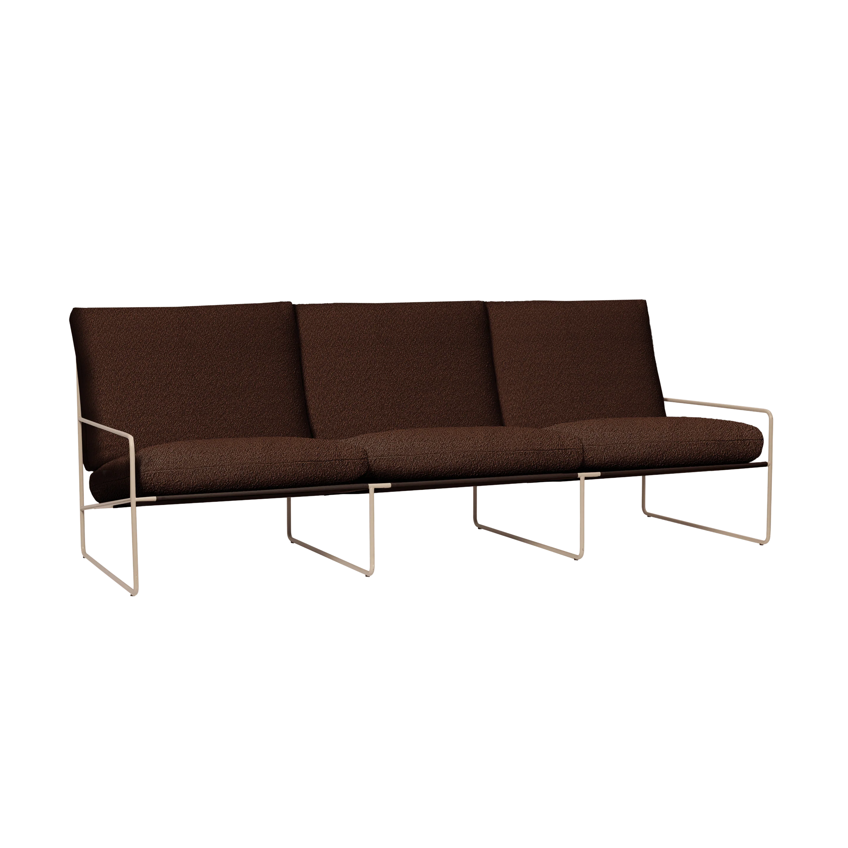 Sofa 3-osobowa zewnętrzna DESERT brązowy boucle z beżową podstawą
