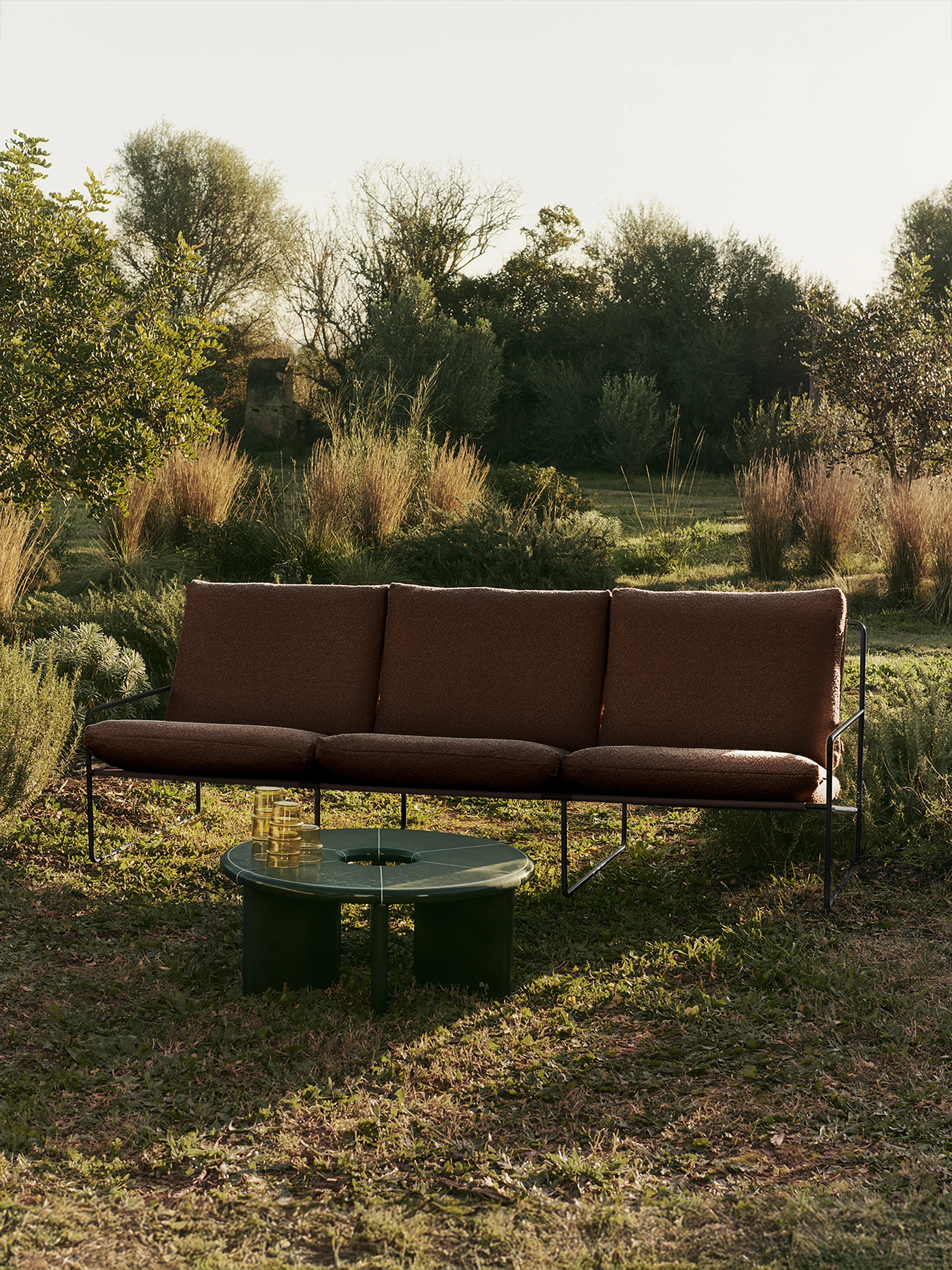 Sofa 3-osobowa zewnętrzna DESERT brązowy boucle z beżową podstawą - Image 2
