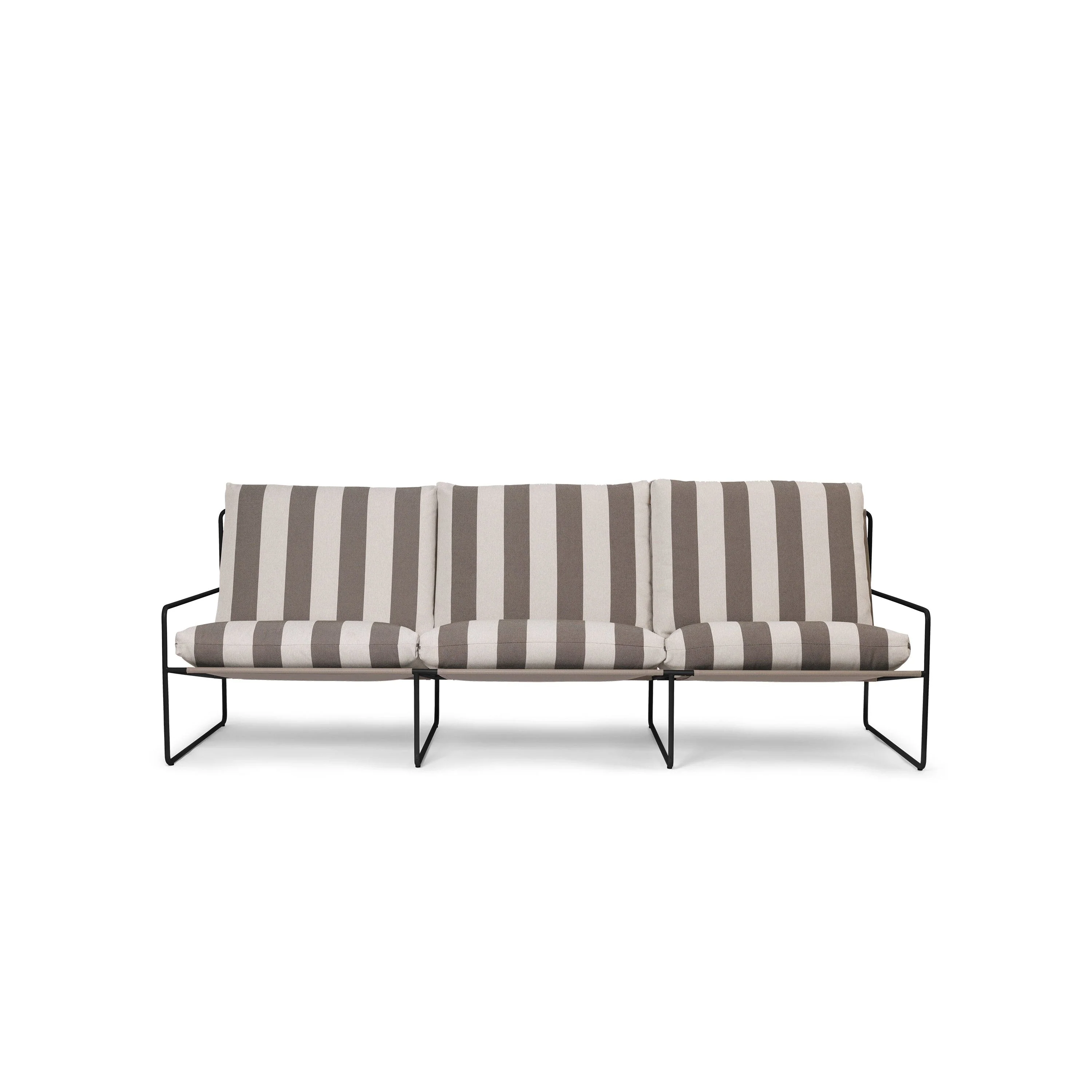 Sofa 3-osobowa zewnętrzna DESERT kremowo-brązowy z czarną podstawą - Image 3
