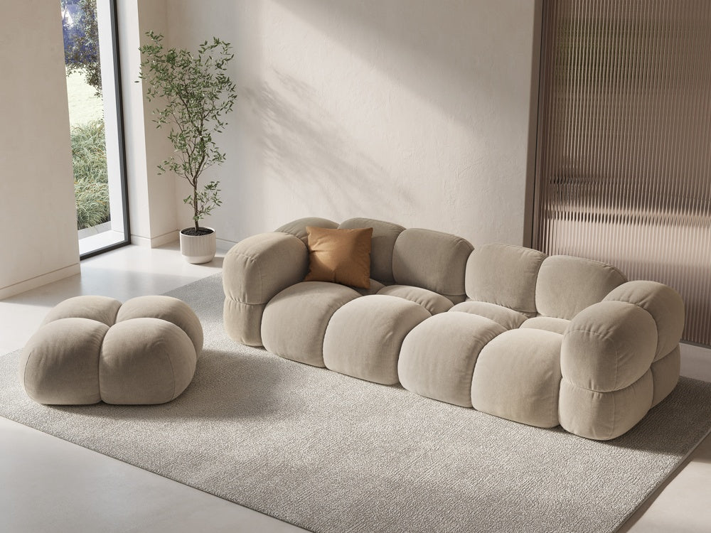 Sofa 4-osobowa aksamitna LORETTO beżowy - Image 2