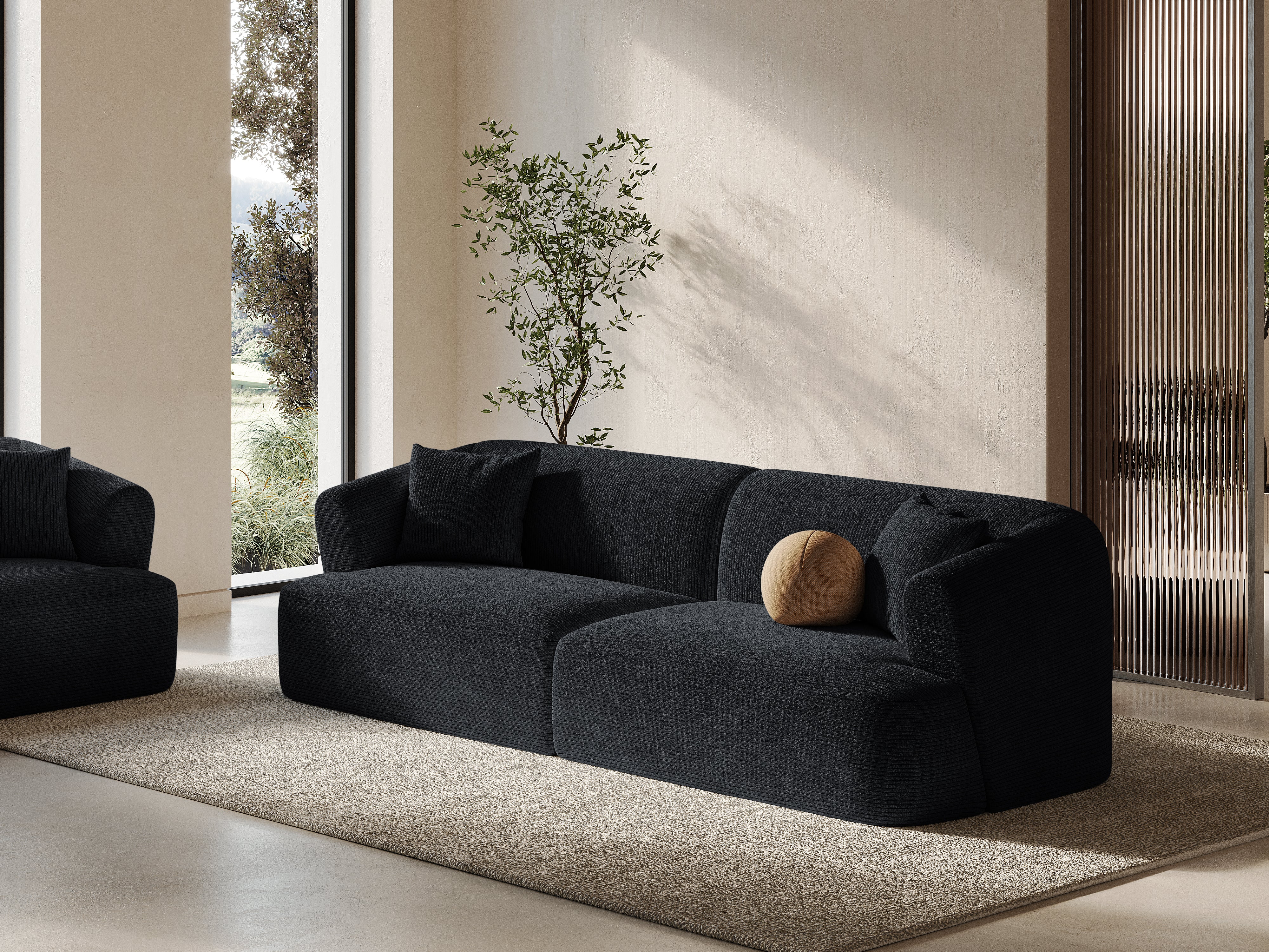 Sofa 4-osobowa CAMPI czarny sztruks - Image 2